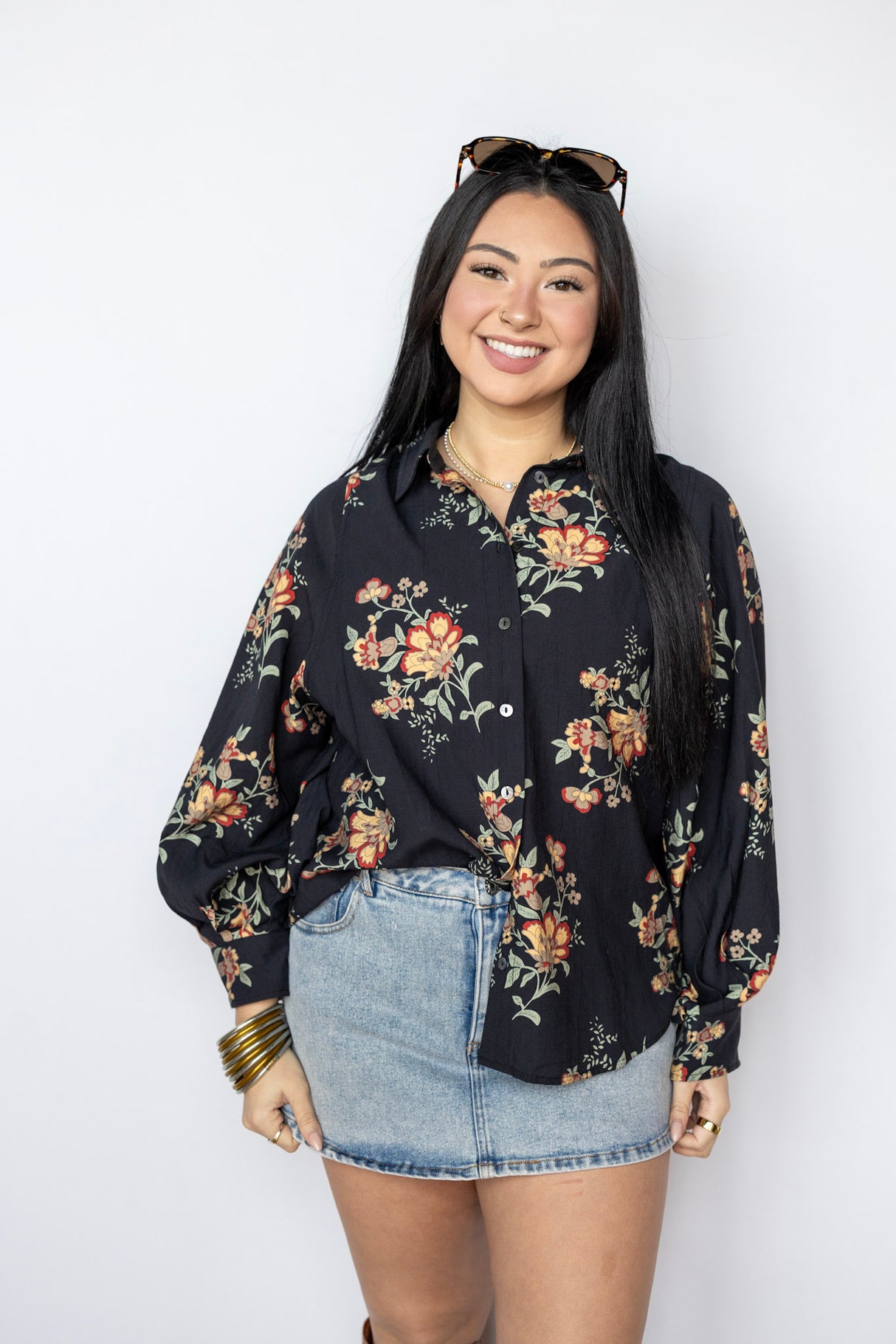 Warm Petals Long Sleeve Blouse