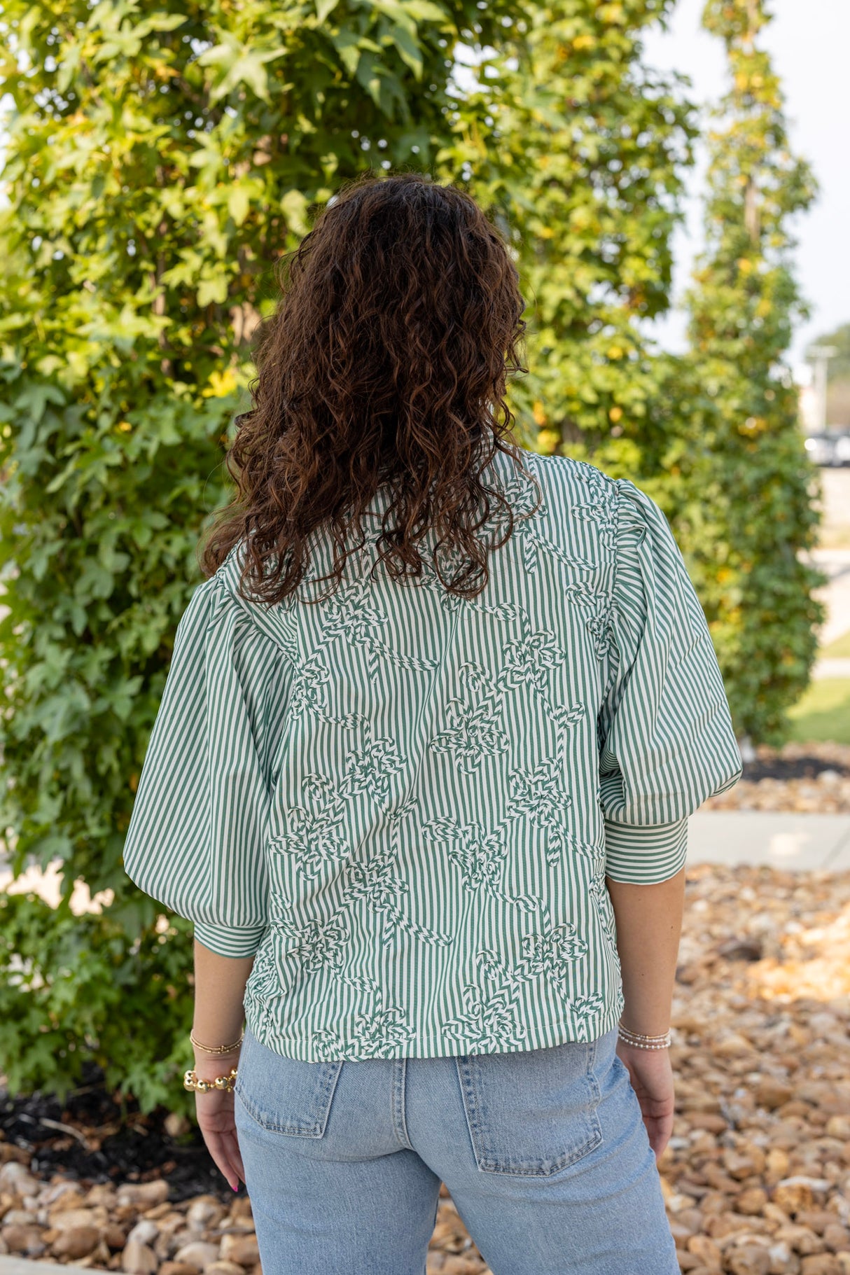 Cord Detail Puff Sleeve Blouse