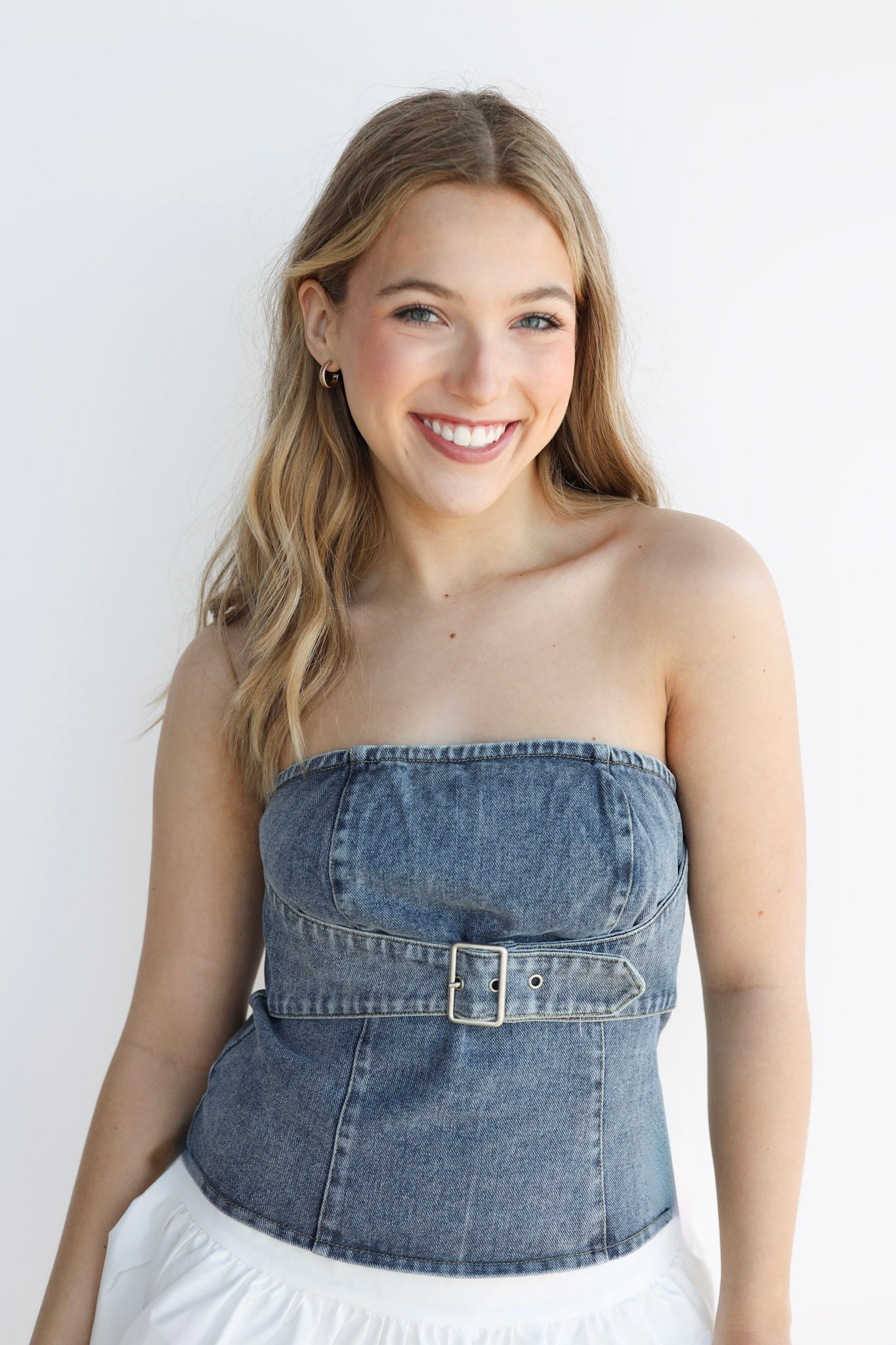 DENIM BUSTIER TOP
