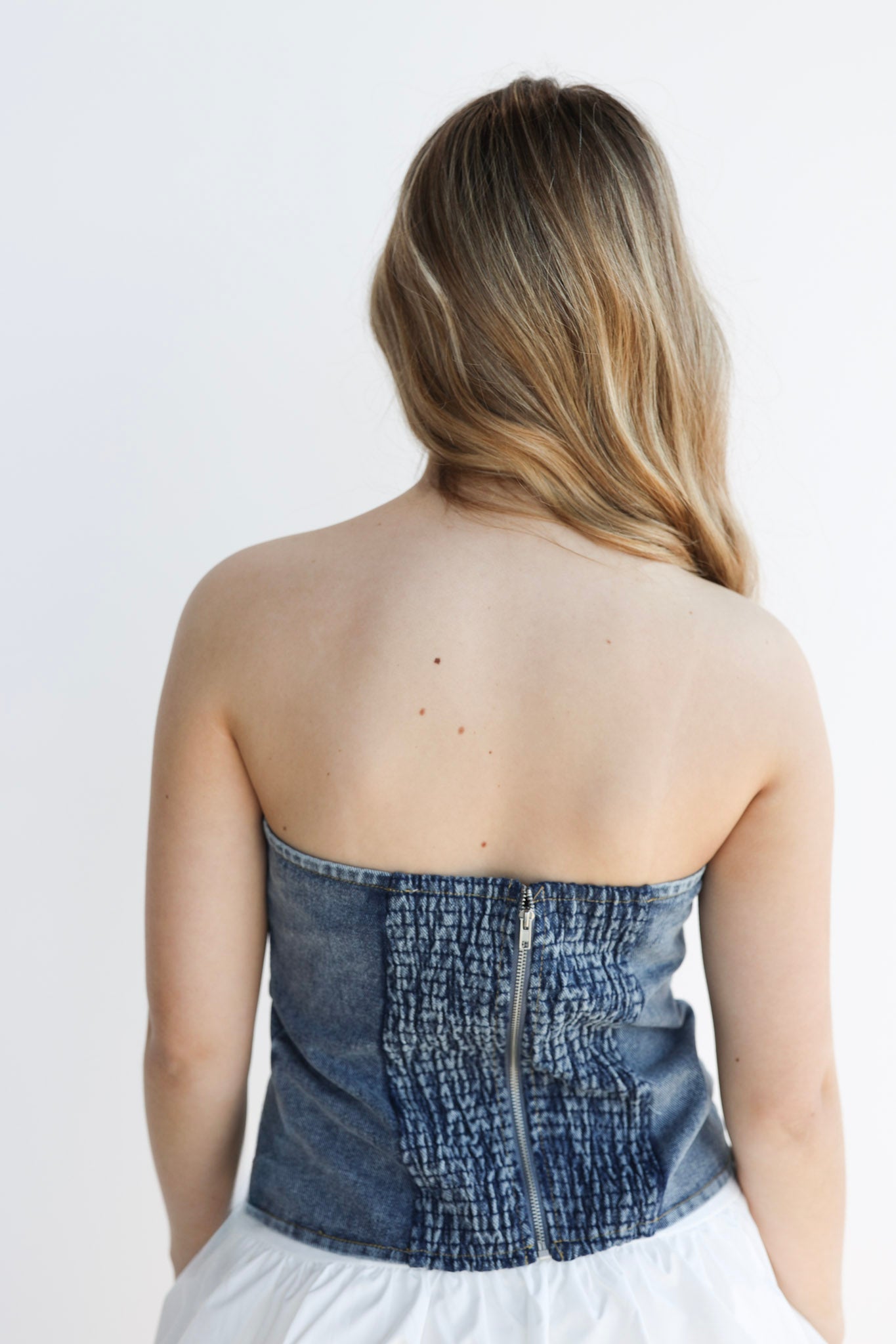 DENIM BUSTIER TOP