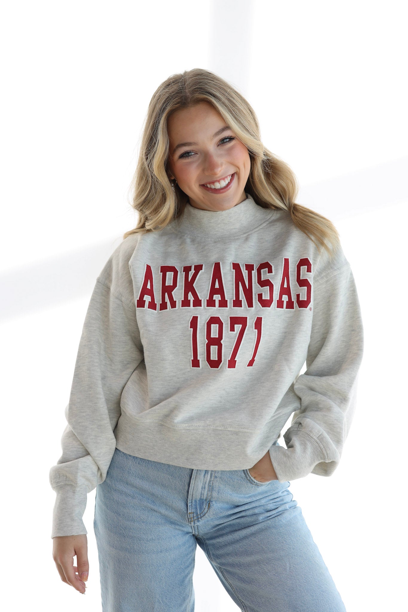 UNIVERSITY OF ARKANSAS MOCK NECK SWEATSHIRT