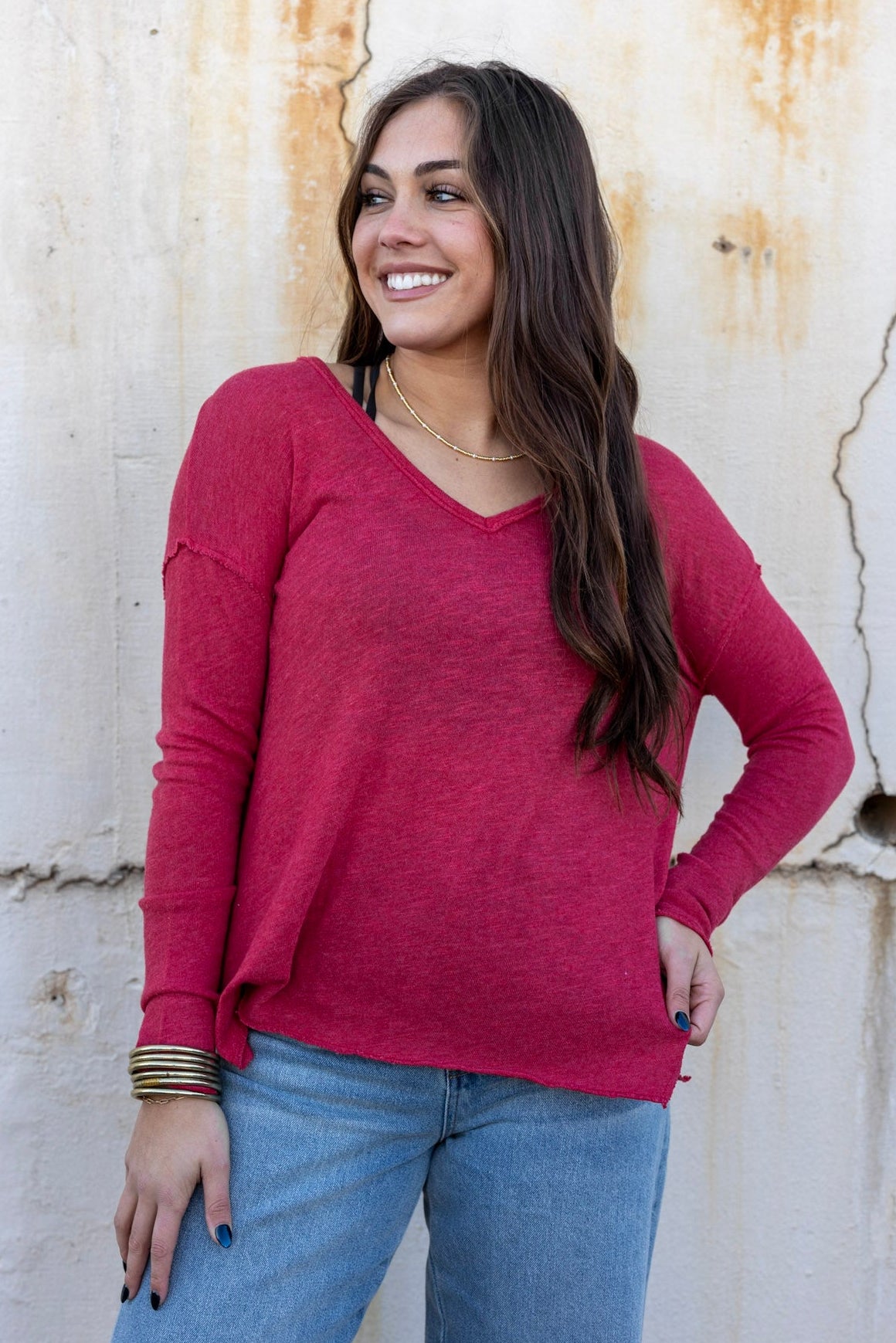 Mae Textured Long Sleeve Top