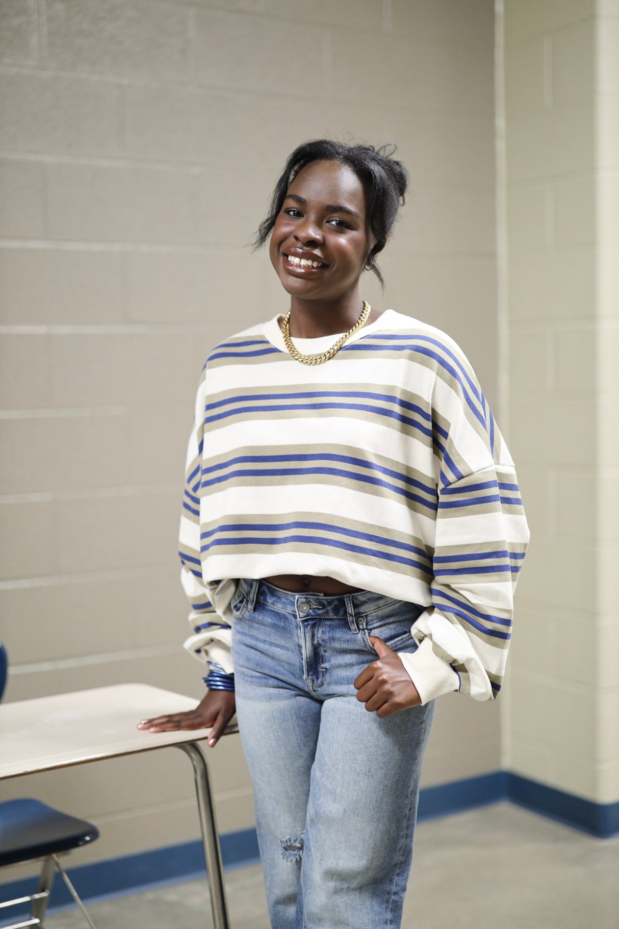 URBAN STRIPED TERRY TOP