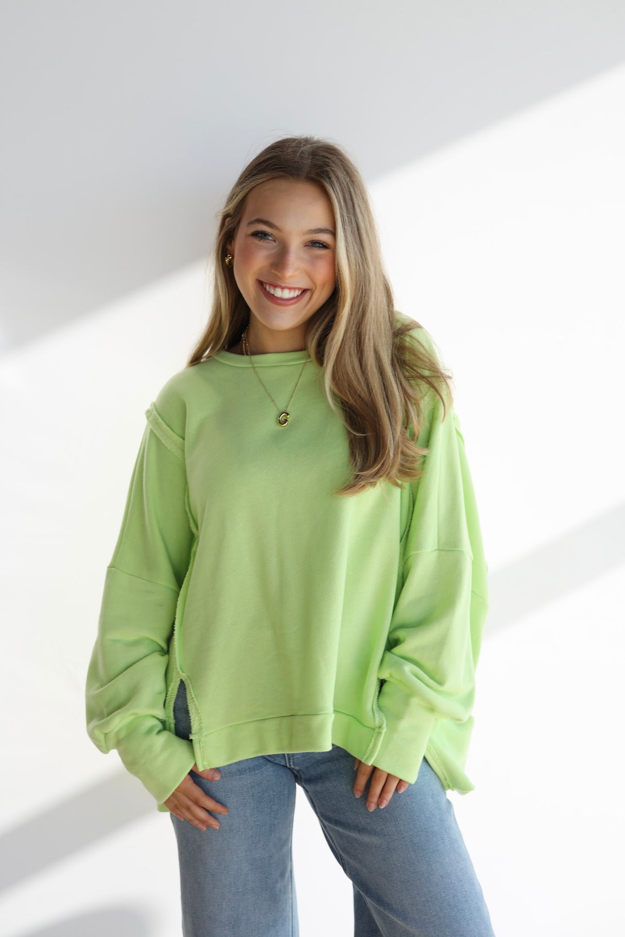 Raw Edge Hi-Low Terry Top (Multiple Colors)