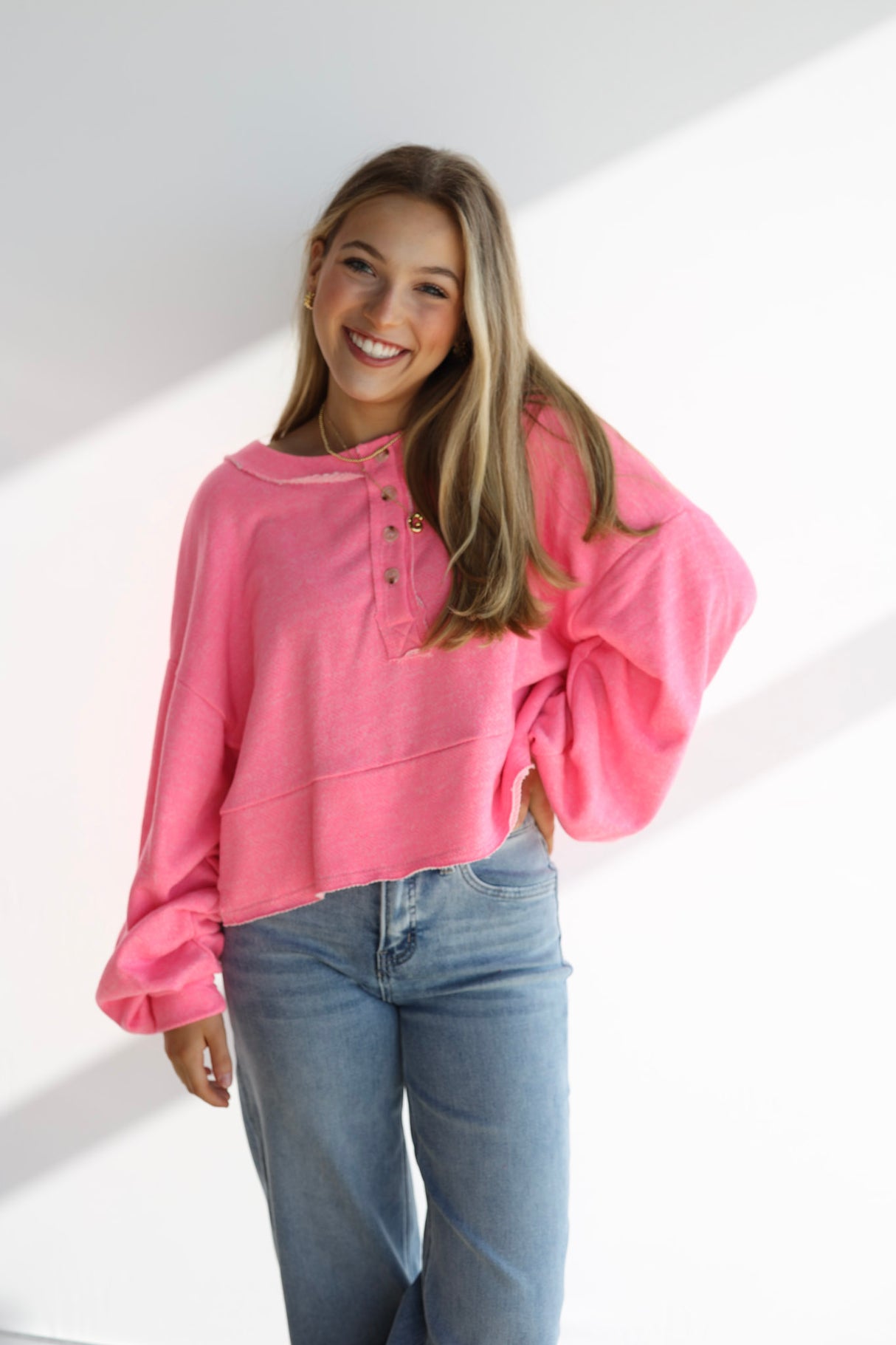 Lantern Sleeve Terry Top (Multiple Colors)