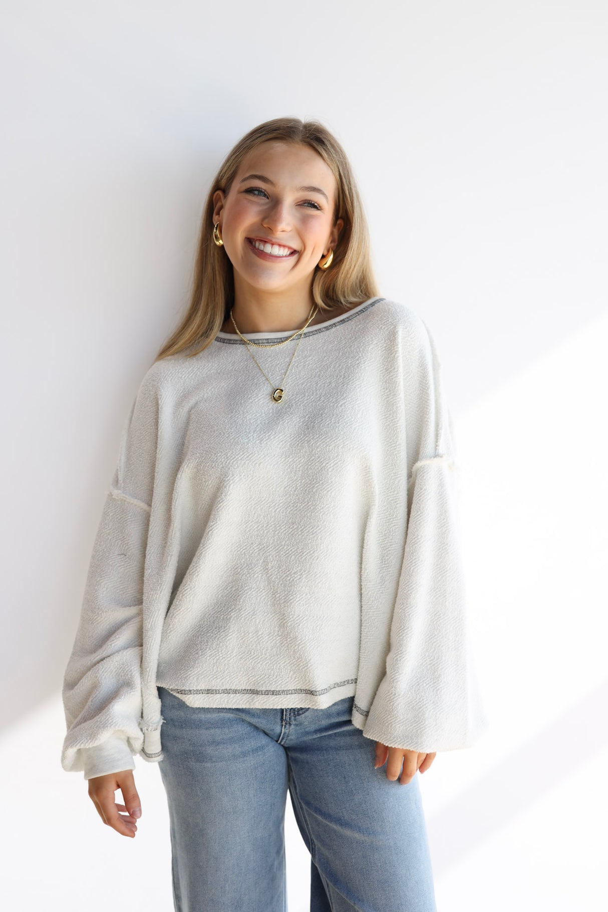 Reverse Stitch Overlap Top (Multiple Colors)