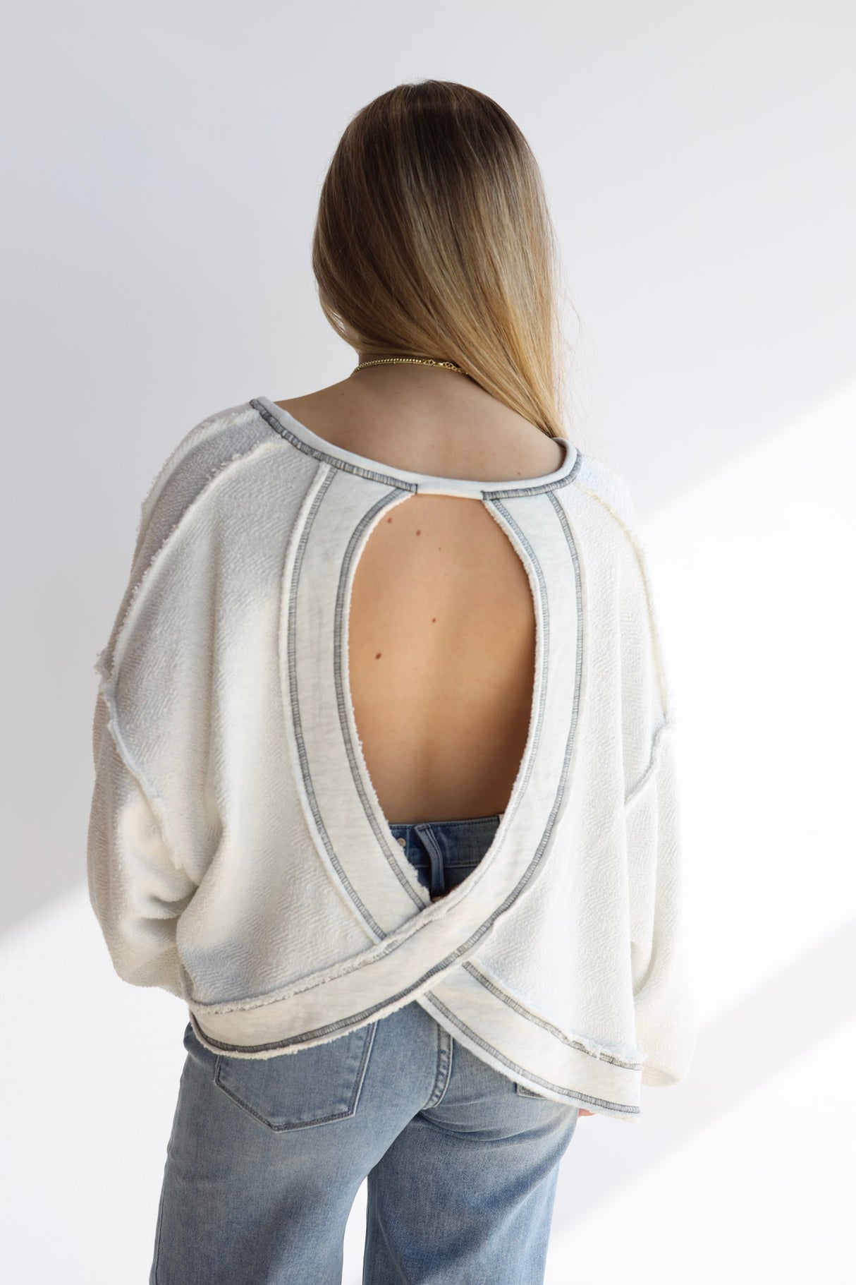 Reverse Stitch Overlap Top (Multiple Colors)