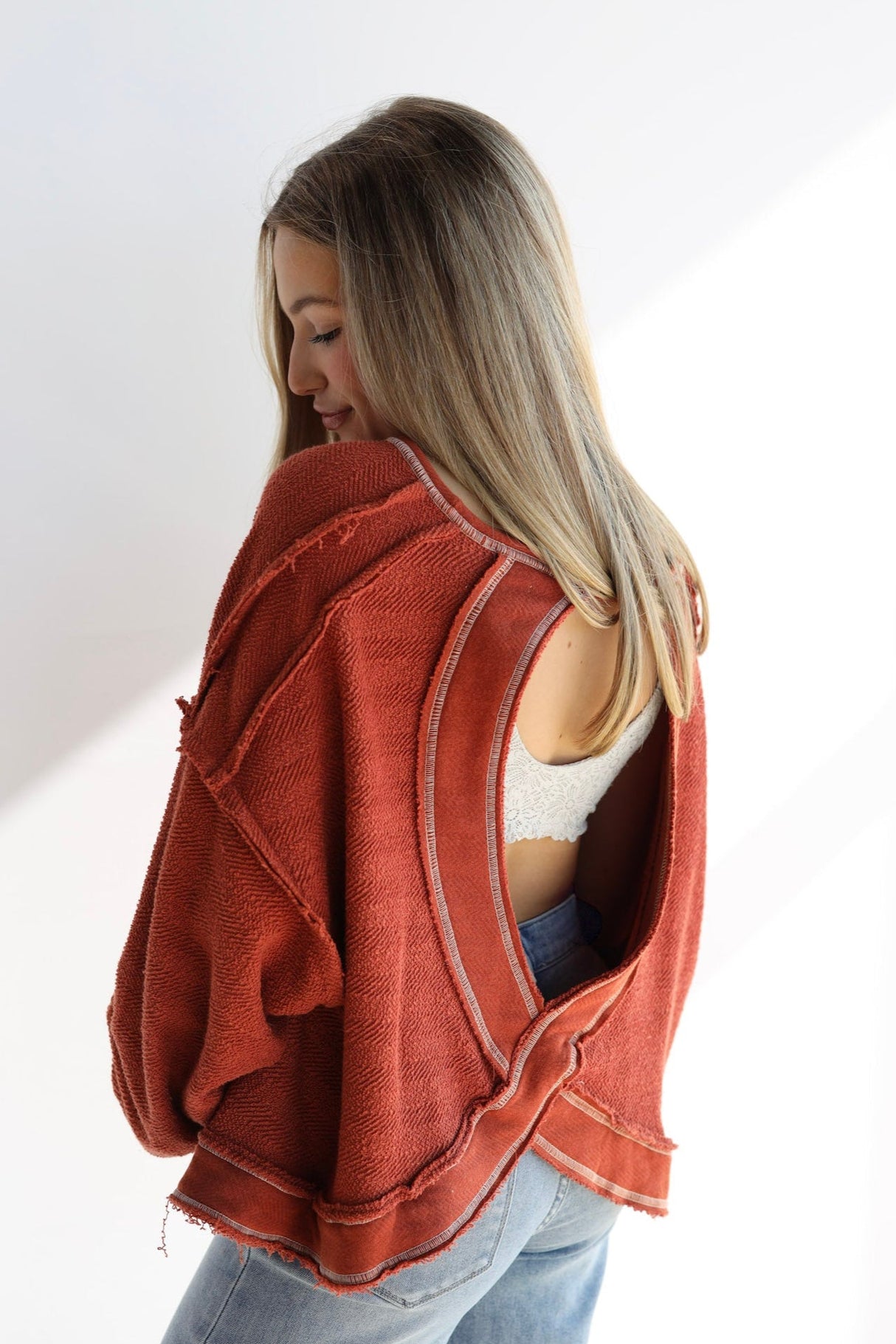 Reverse Stitch Overlap Top (Multiple Colors)