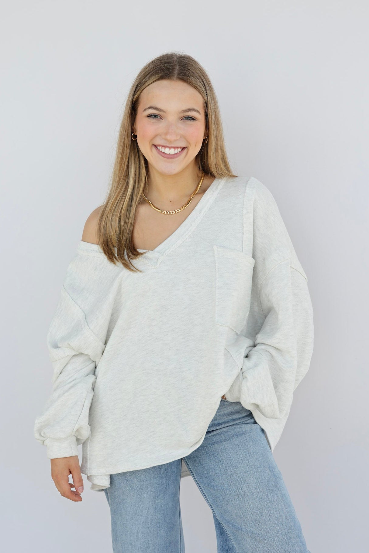 Oversized Vneck Terry Tunic (Multiple Colors)