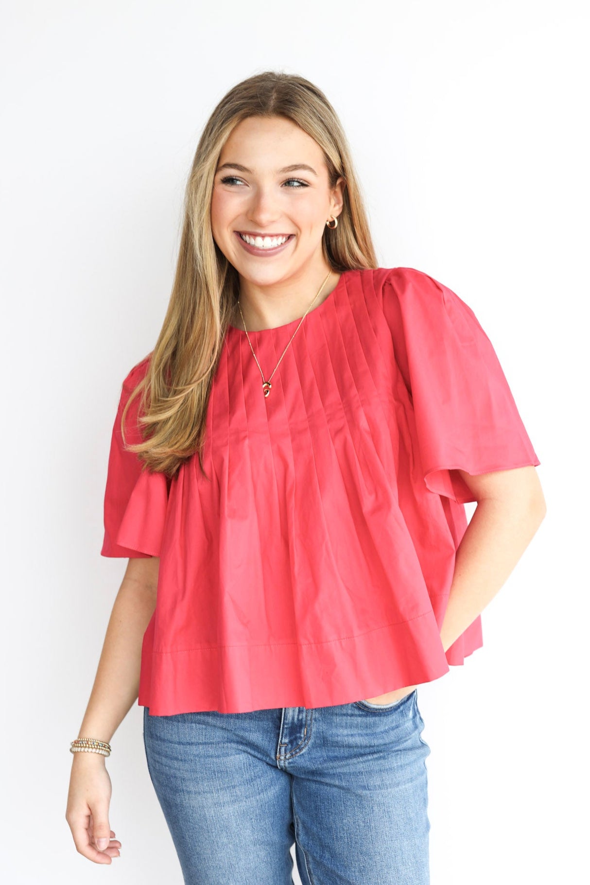 MIA PLEATED SLEEVE TOP