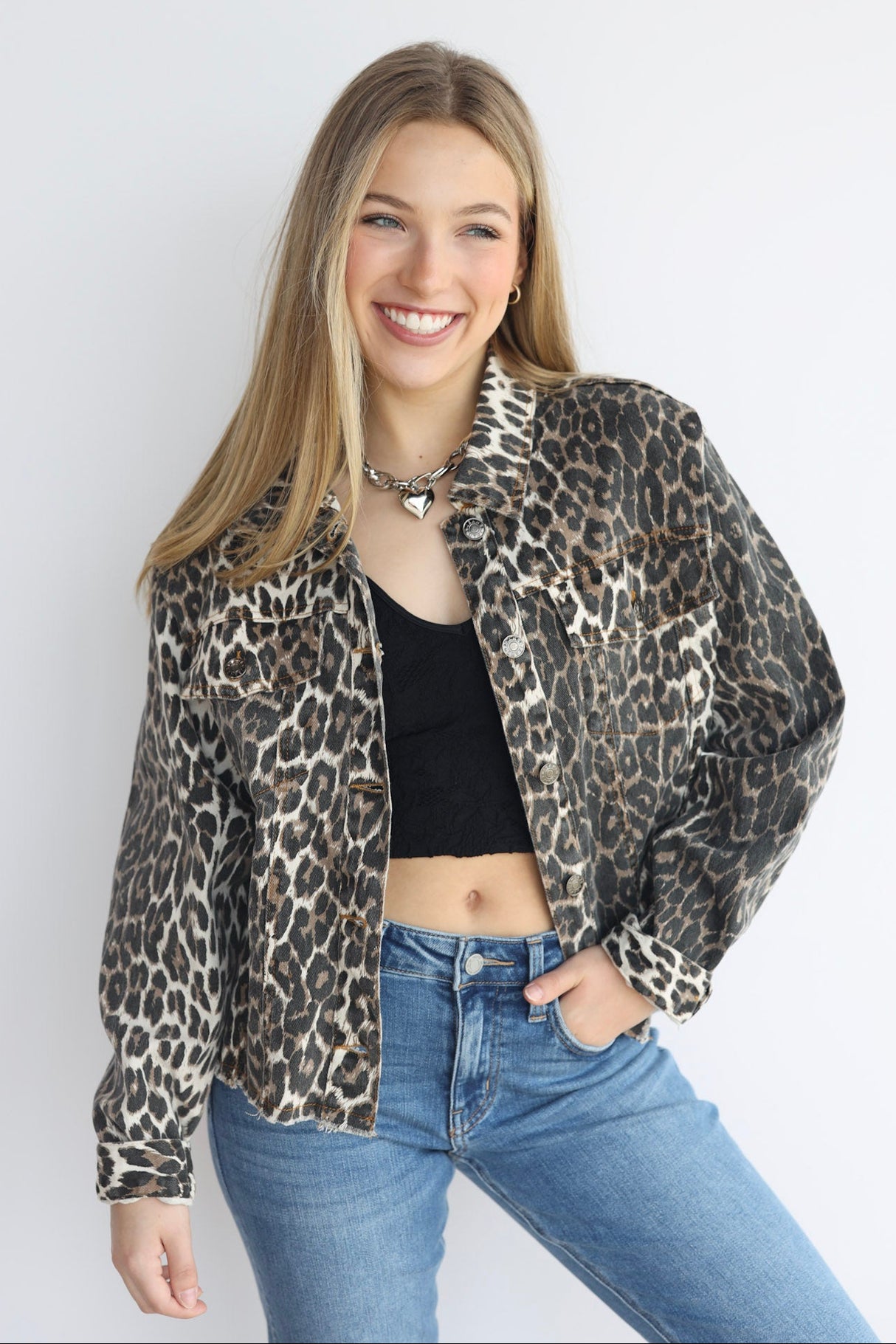 Izzy Leopard Button Jacket