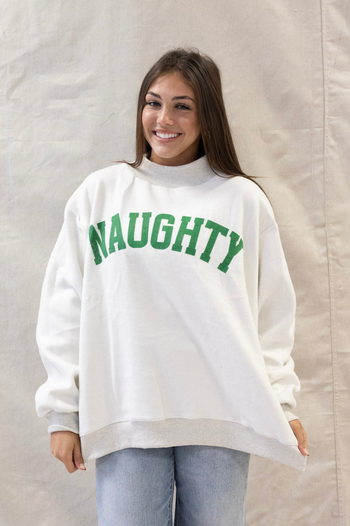 GRINCH/NAUGHTY REVERSE MOCKNECK SWEATSHIRT