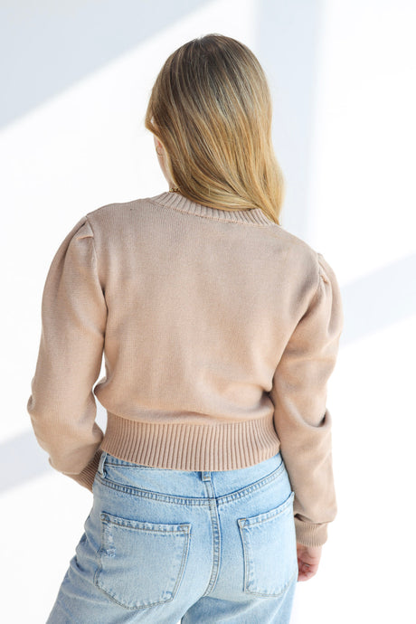 ZIP UP CROP SWEATER JACKET