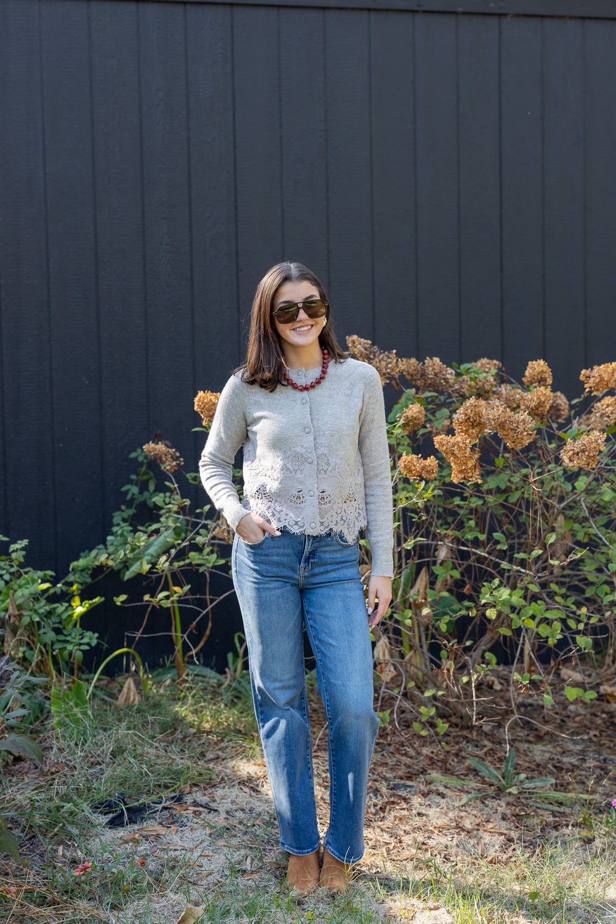 Afternoon Lace Trim Cardigan
