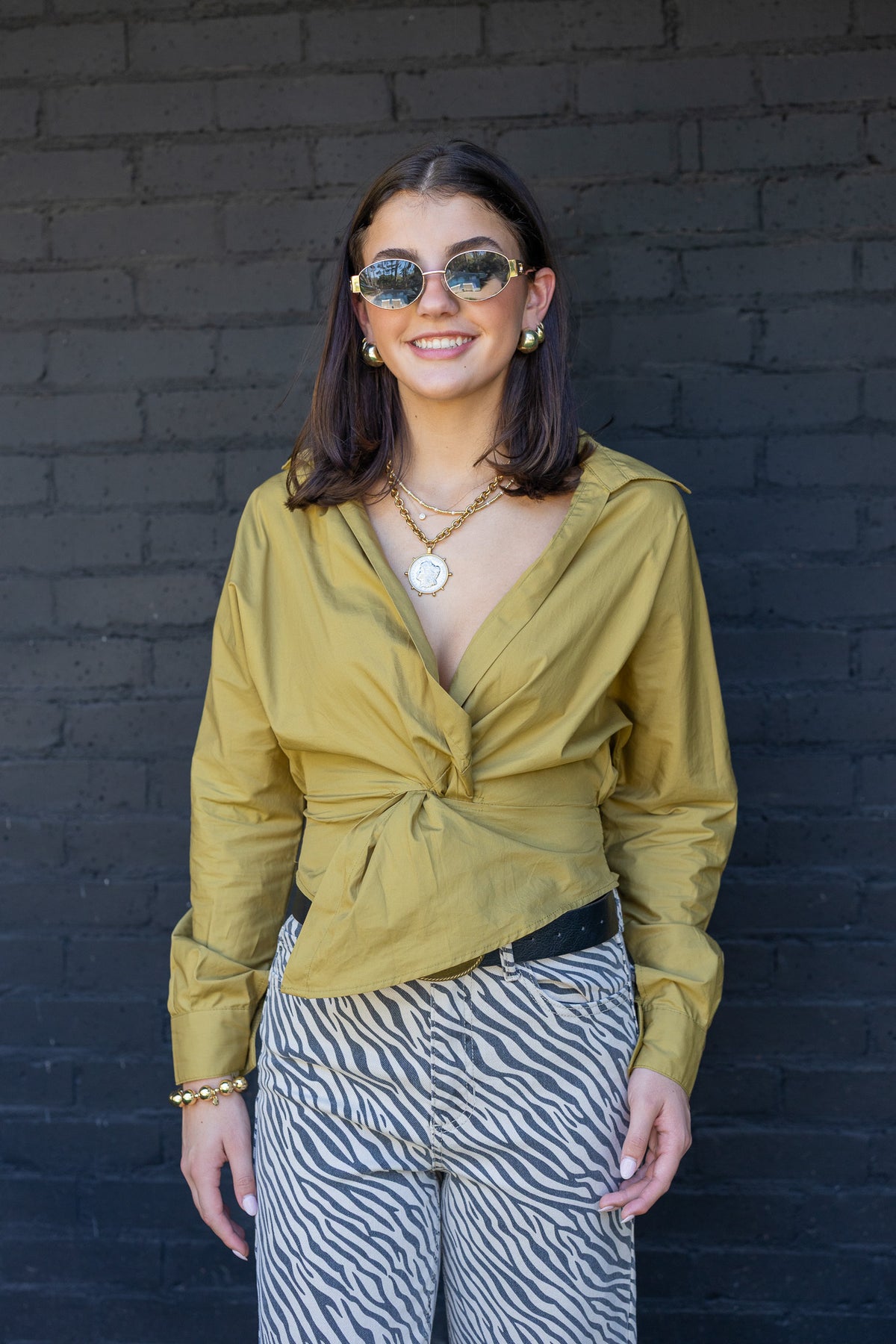 Collette Collared Wrap Top