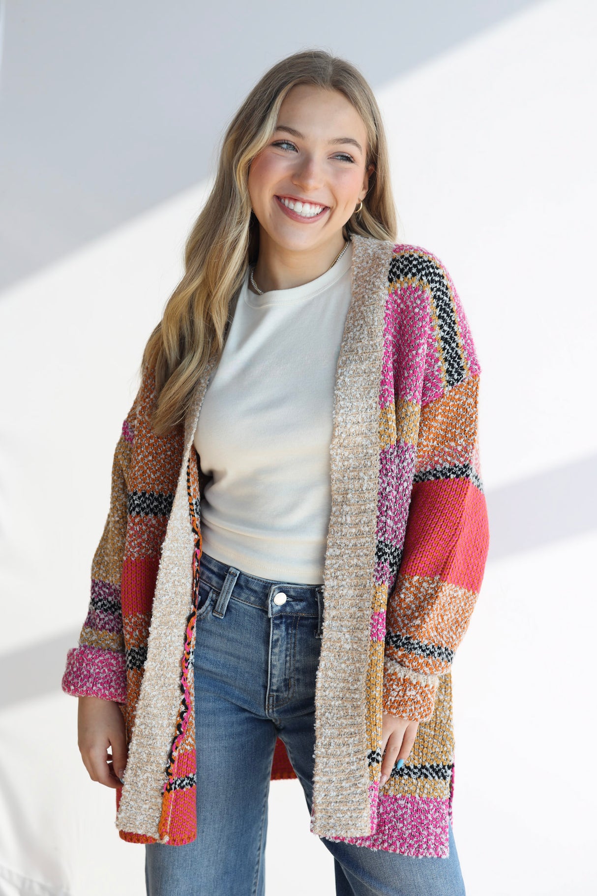 COLOR BLOCK CARDIGAN