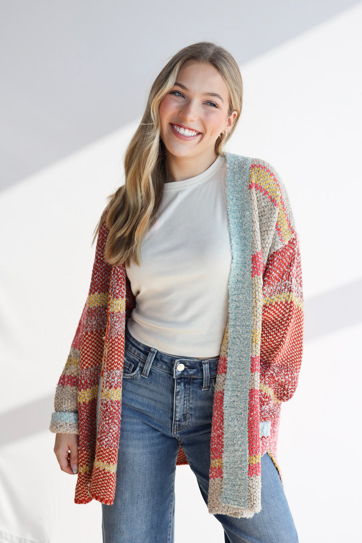 COLOR BLOCK CARDIGAN