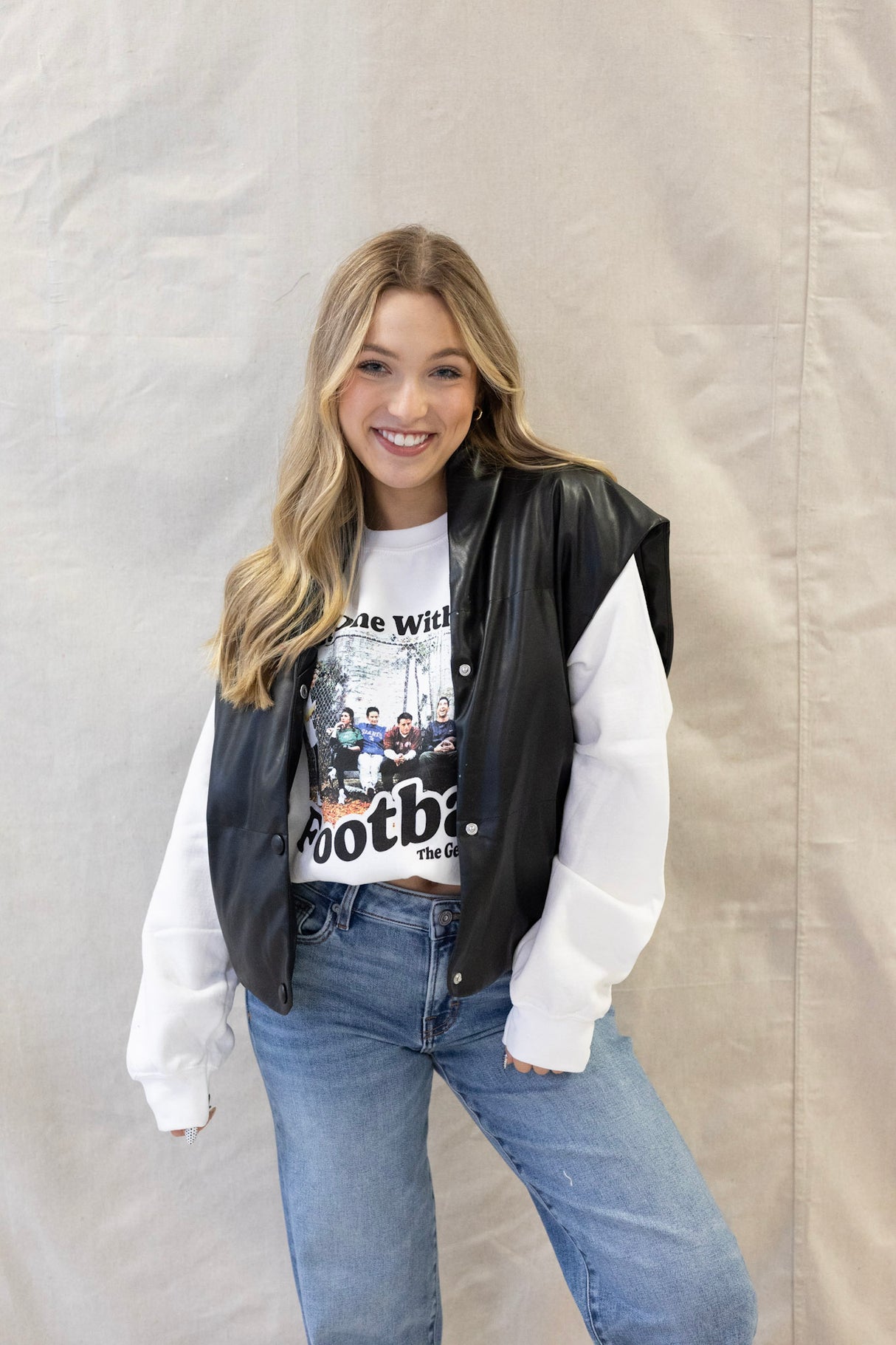 LEATHER PUFF DETAIL VEST