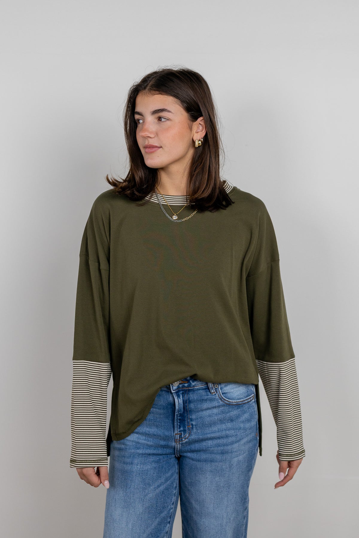 Harbor Stripe Sleeve Knit Top