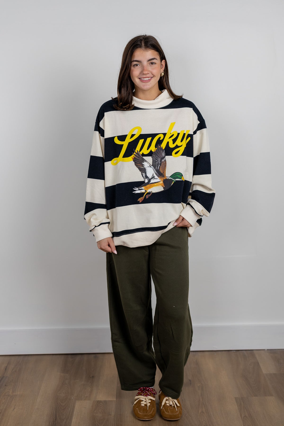 Mallard Duck Striped Mockneck