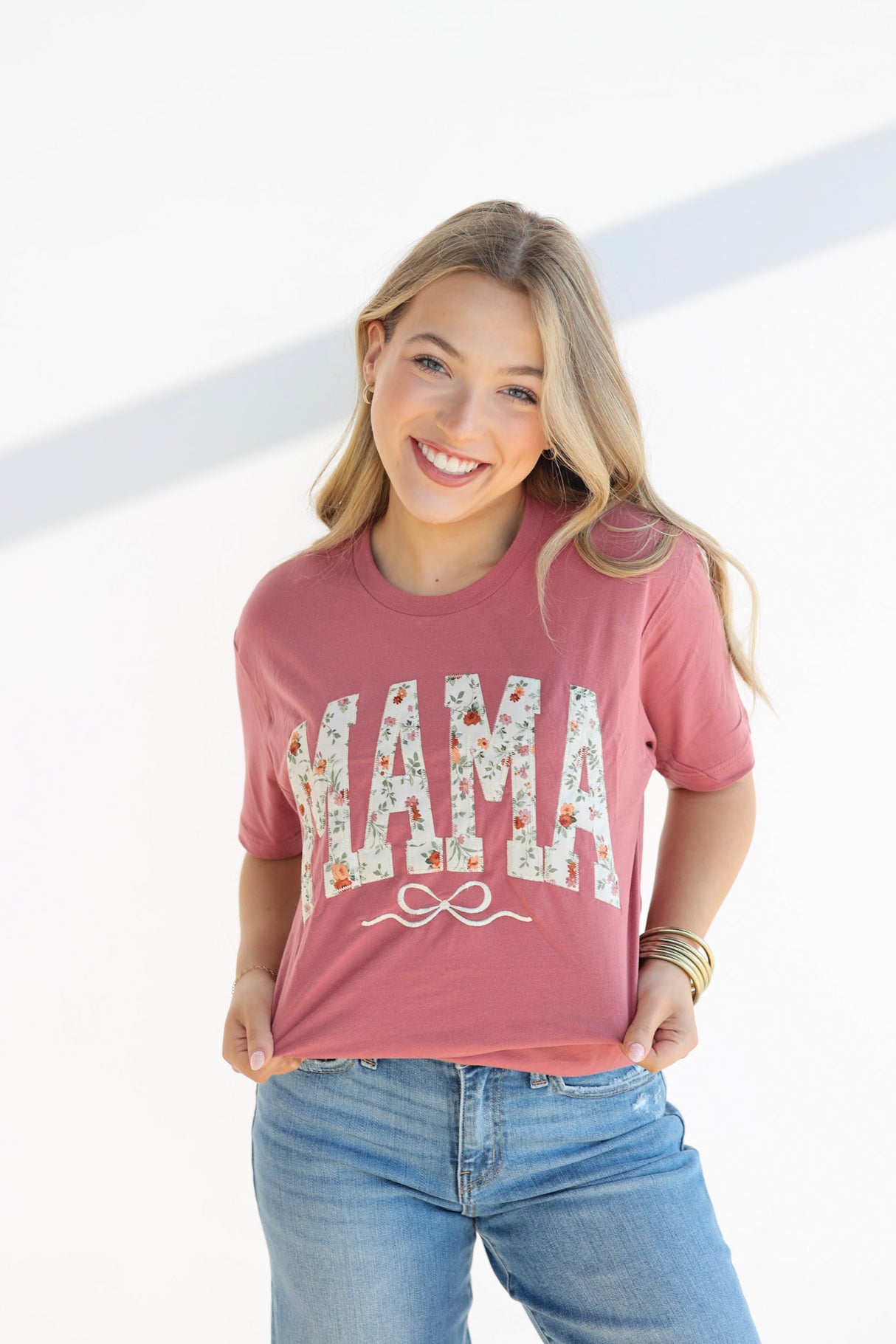 MAMA BOW FLORAL TEE