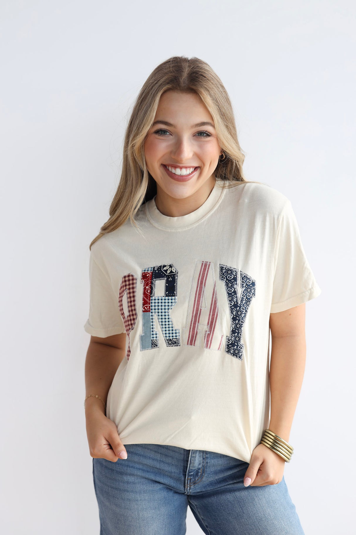 PRAY PLAID TEE