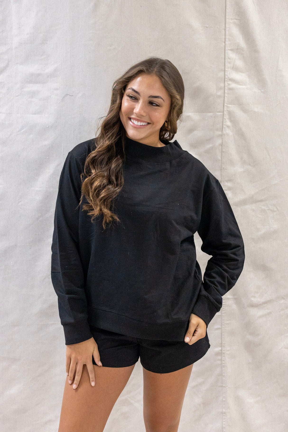 MOCK NECK TERRY SWEATSHIRT