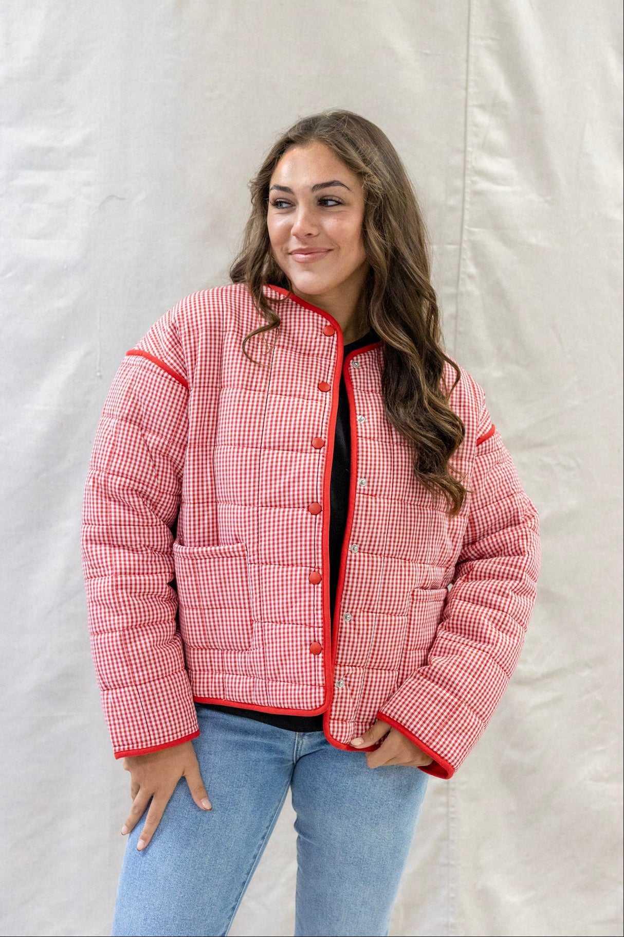 GINGHAM QUILTED JACKET