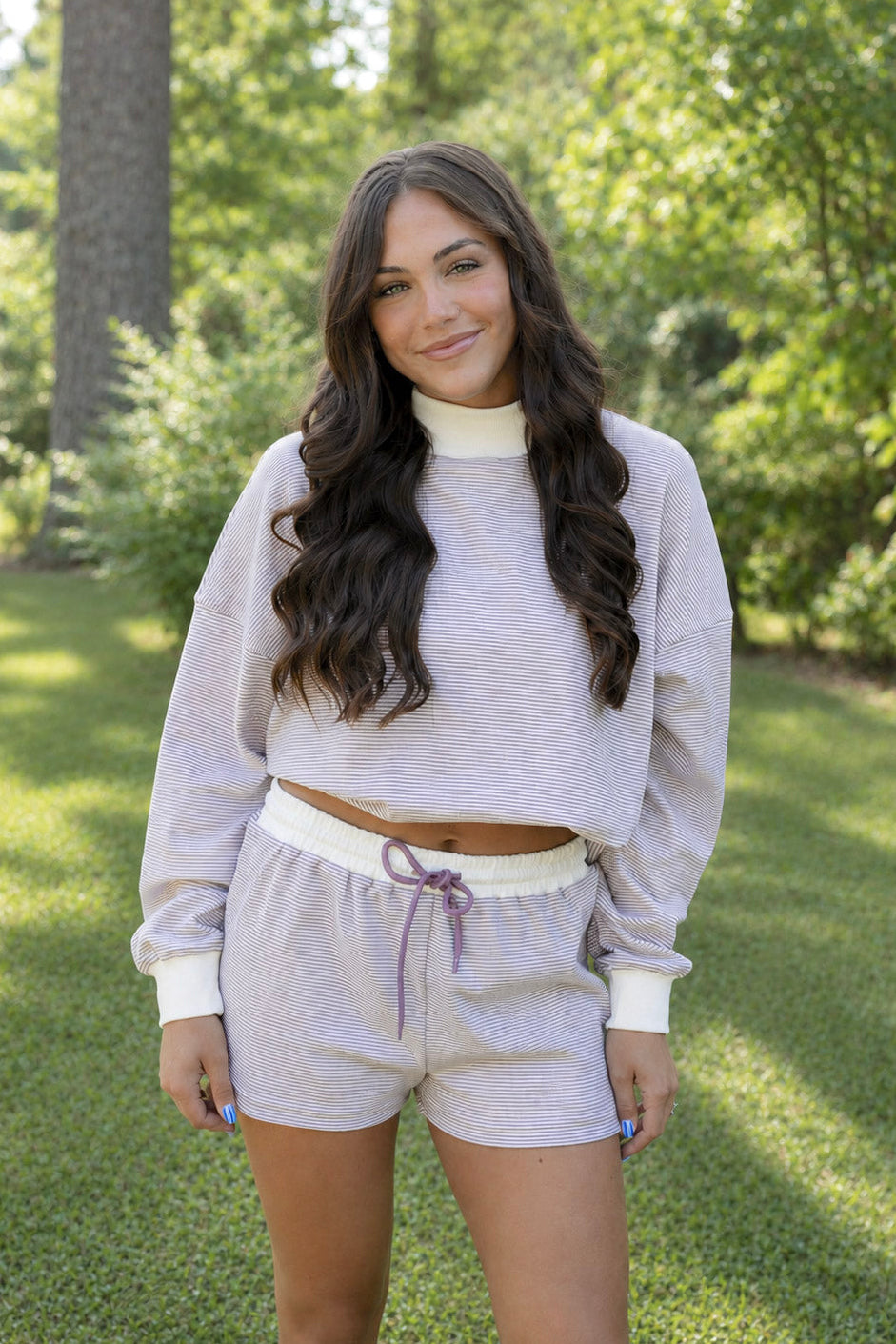 Striped Mock Neck Pullover