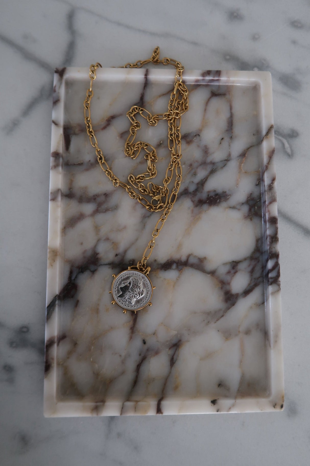 Two Toned Wrap Coin Necklace