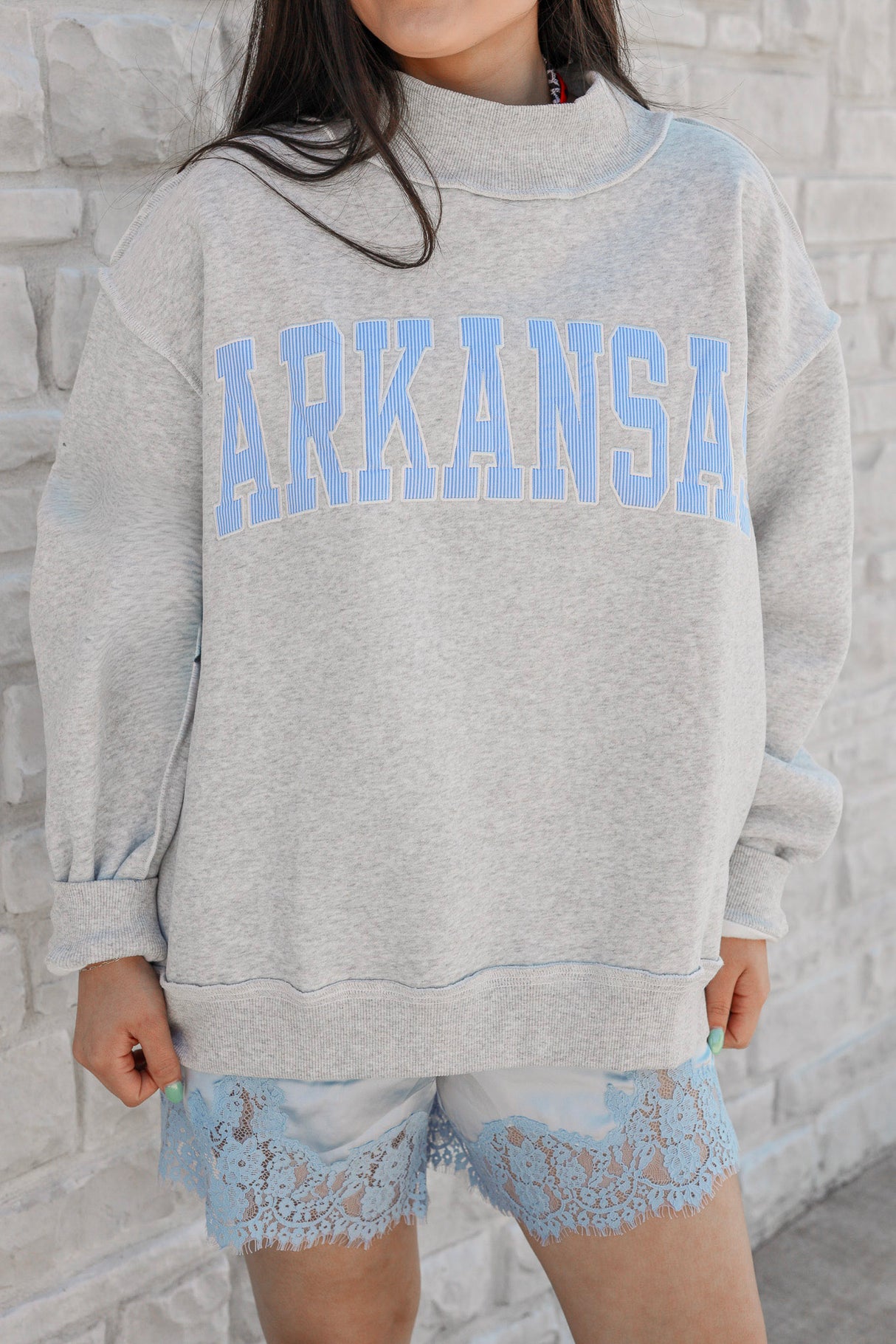 AR Pinstripe Embroidered Mock Neck