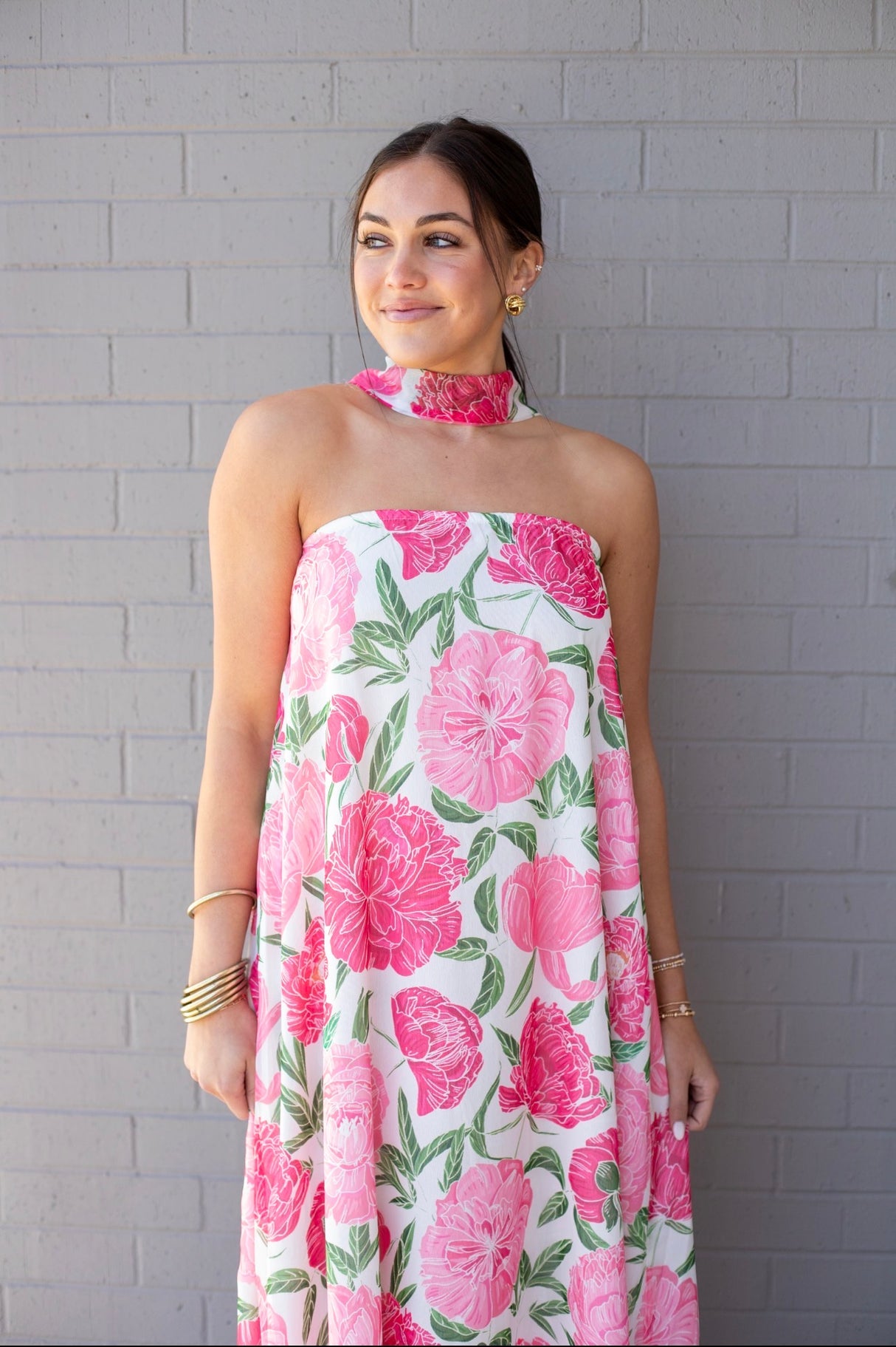 Scarf Strapless Floral Maxi