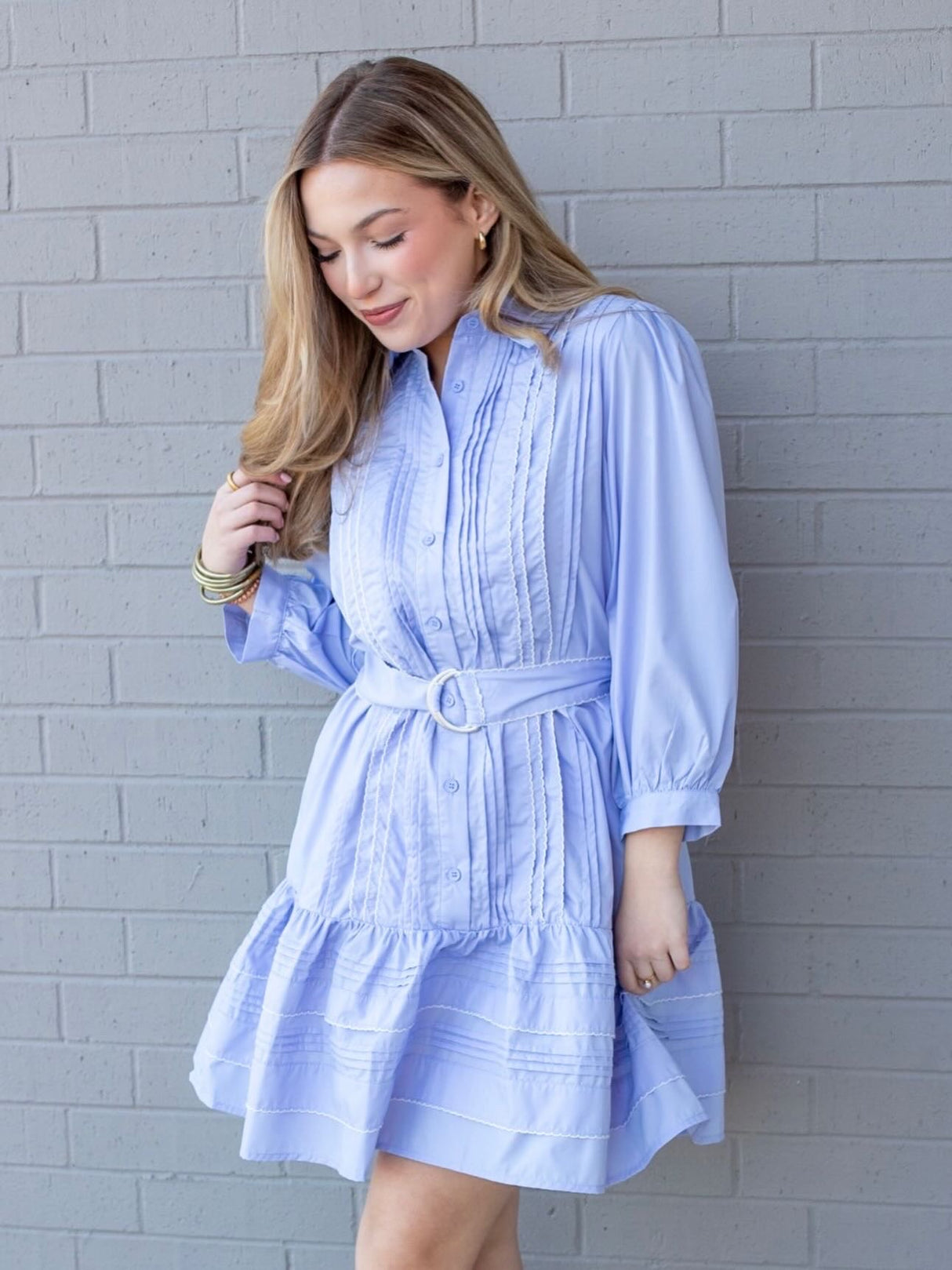 Belted Collared Mini Dress