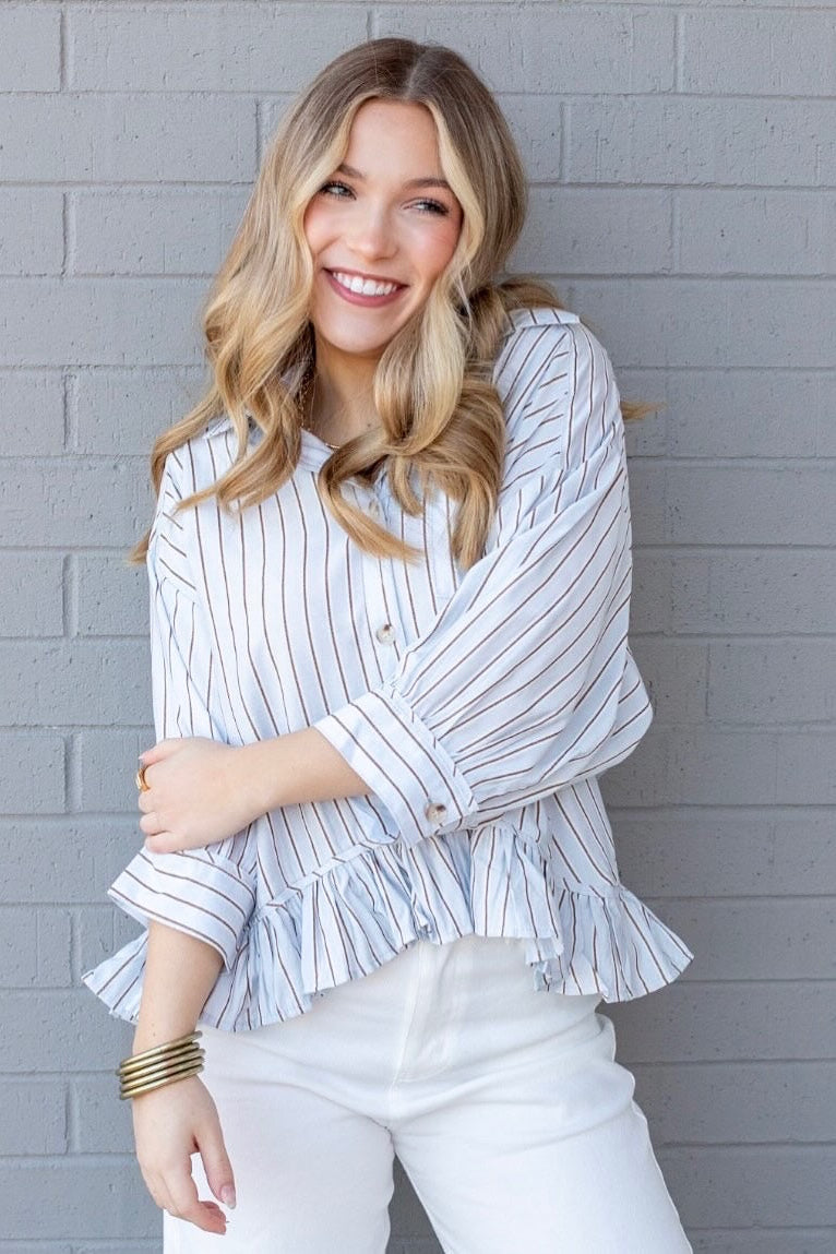 Stripe Ruffle Hem Top