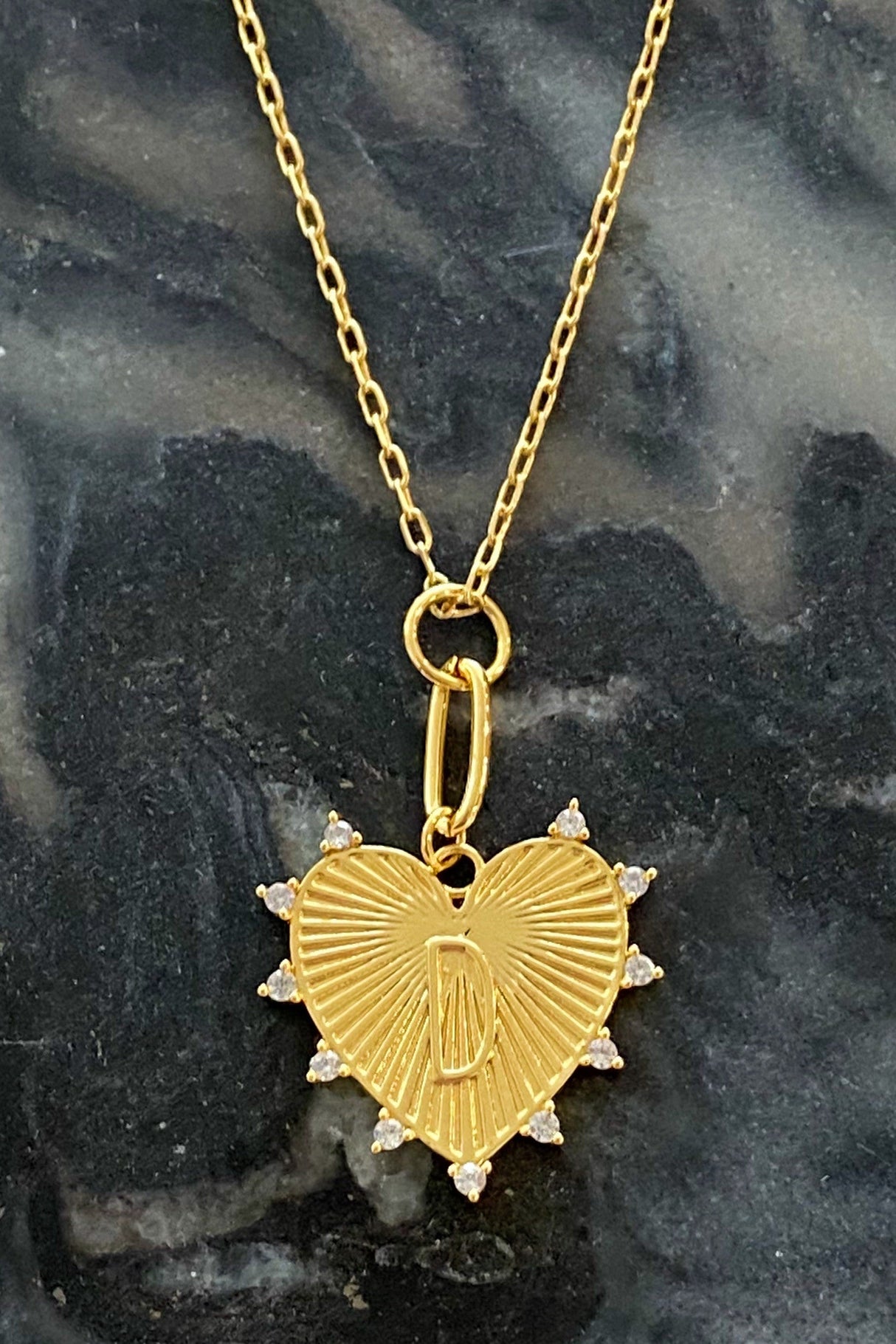 Initial Hanging Heart Necklace (All Letters)