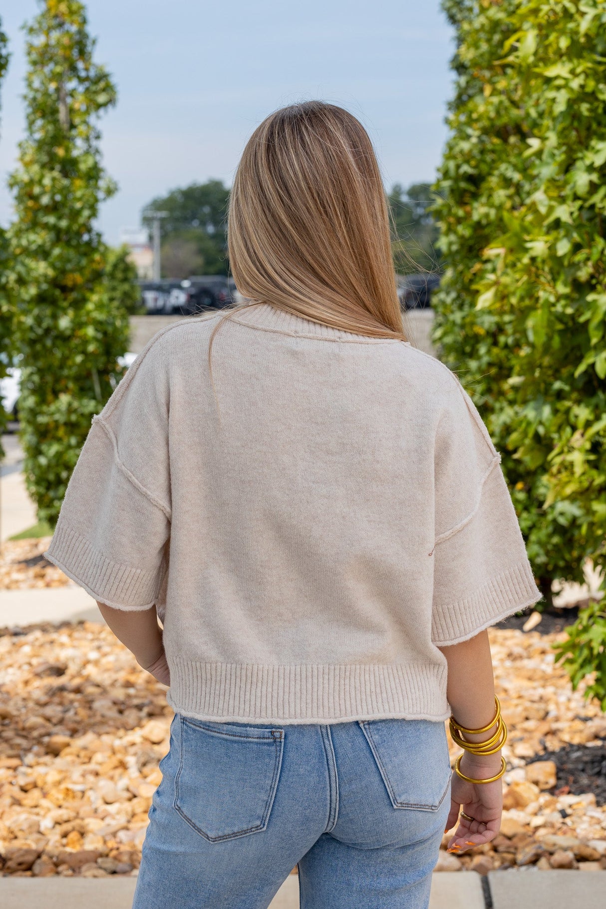 Dropped Shoulder Mock Sweater