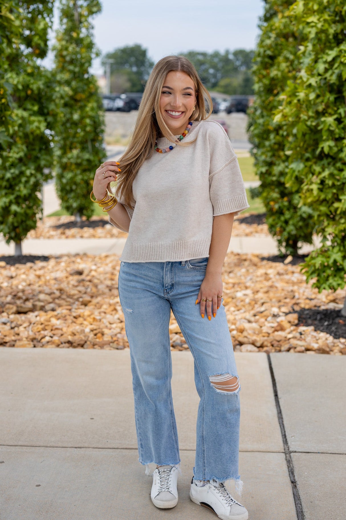 Dropped Shoulder Mock Sweater