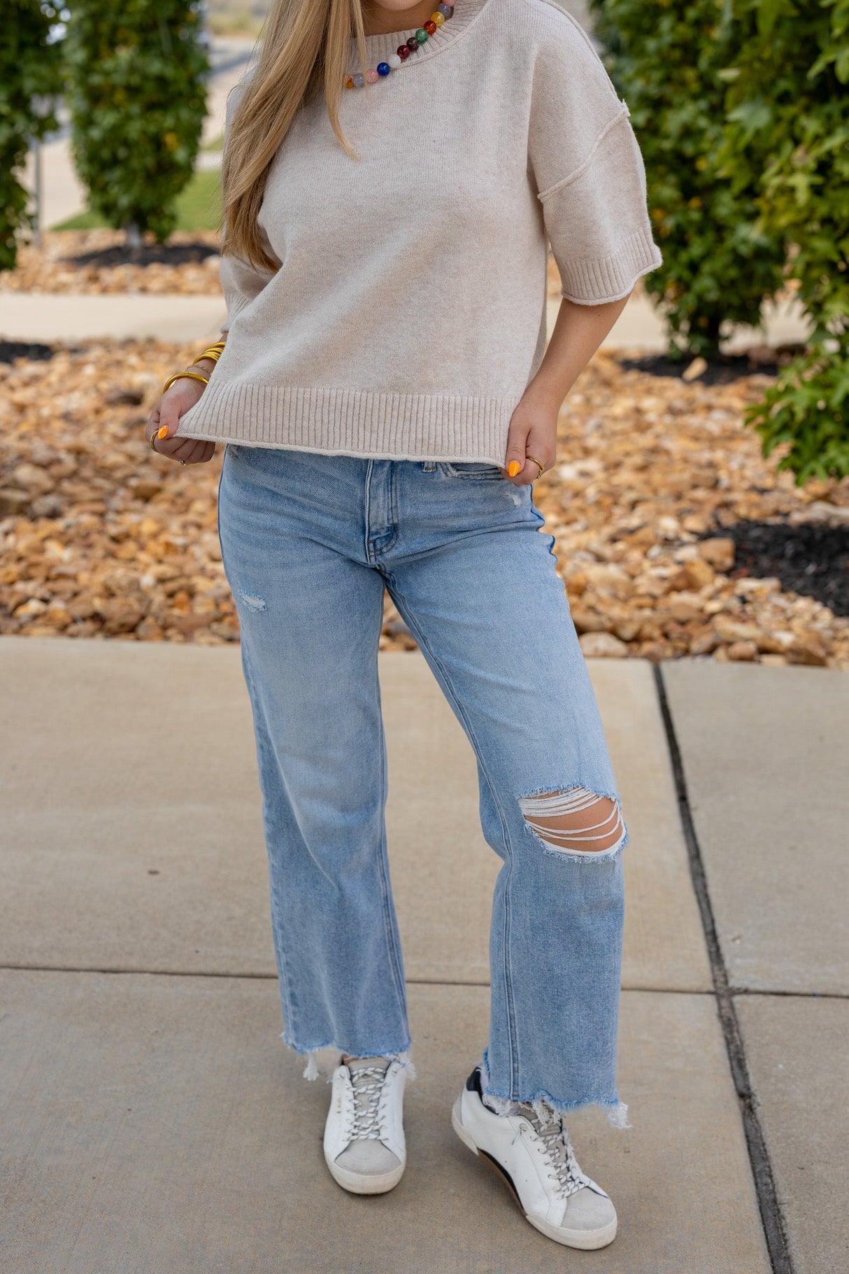 Dropped Shoulder Mock Sweater