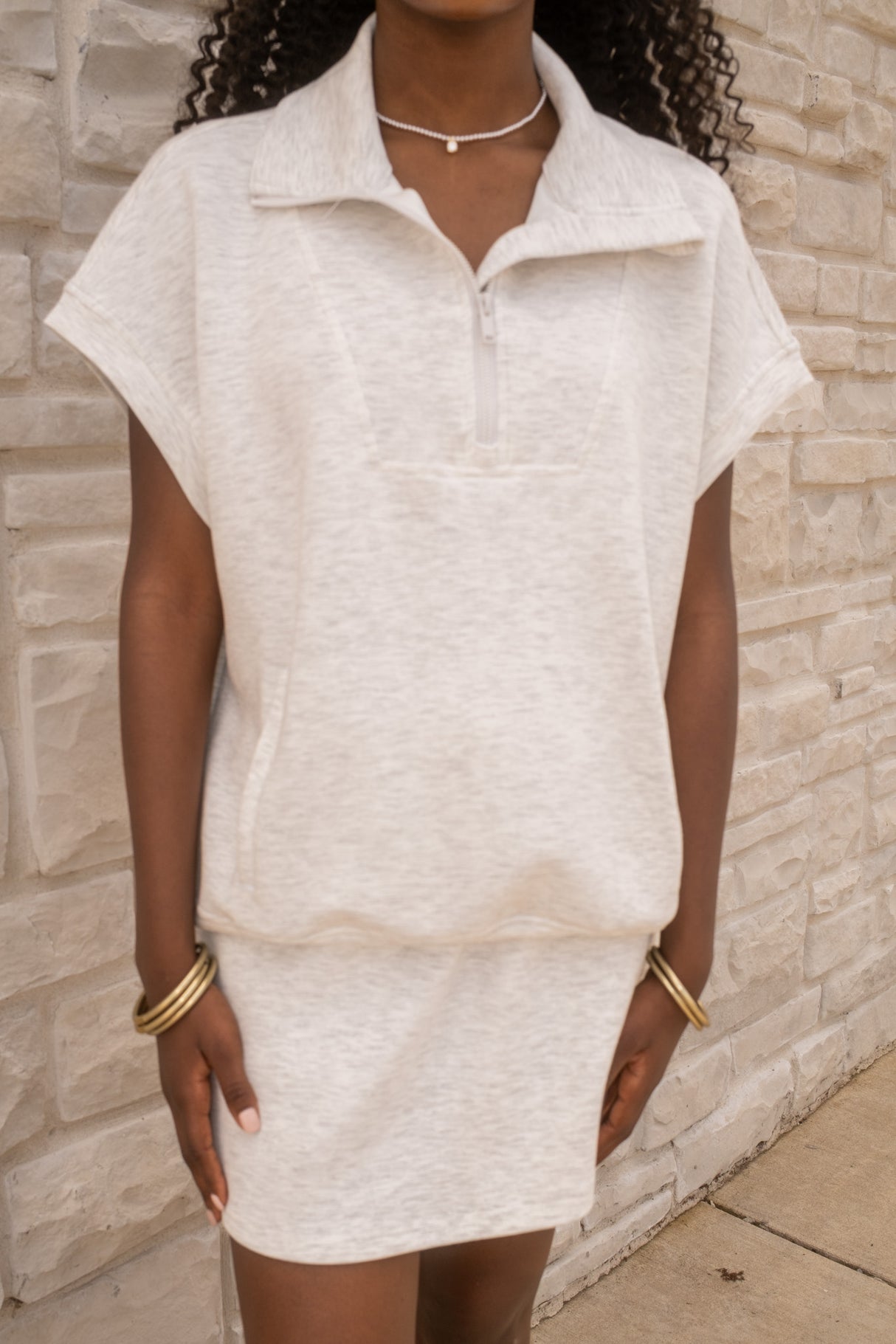 Modal Scuba Quarter Zip Short Sleeve Top