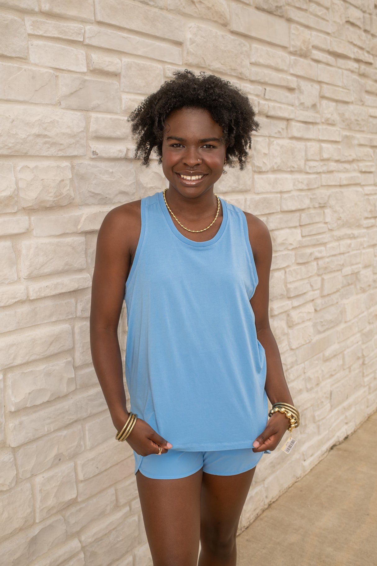 Pima Cotton Relaxed Racer Tank Top