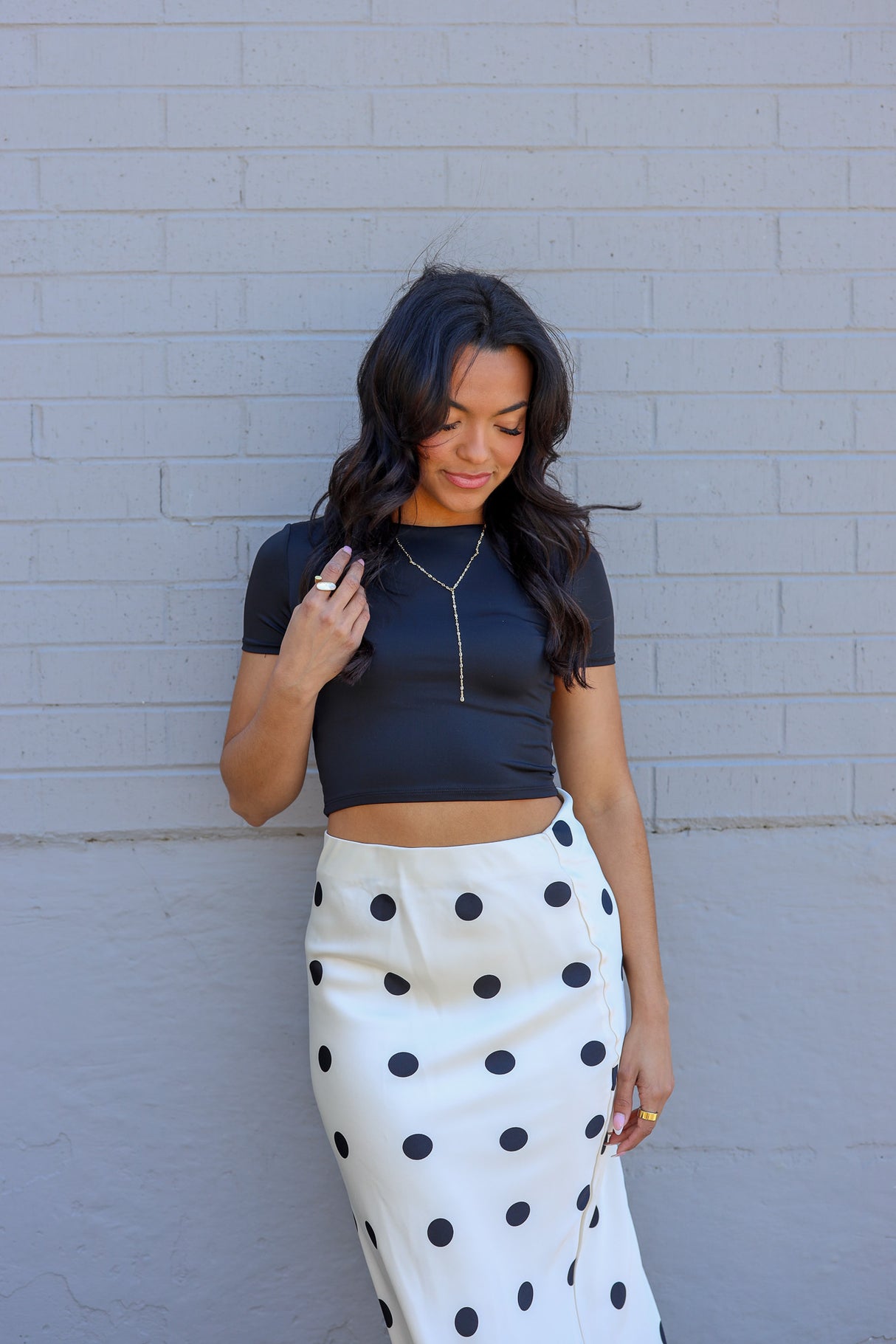 Satin Skirt In Polka Dot