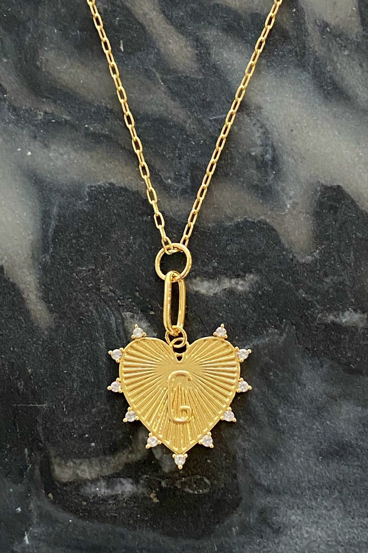 Initial Hanging Heart Necklace (All Letters)