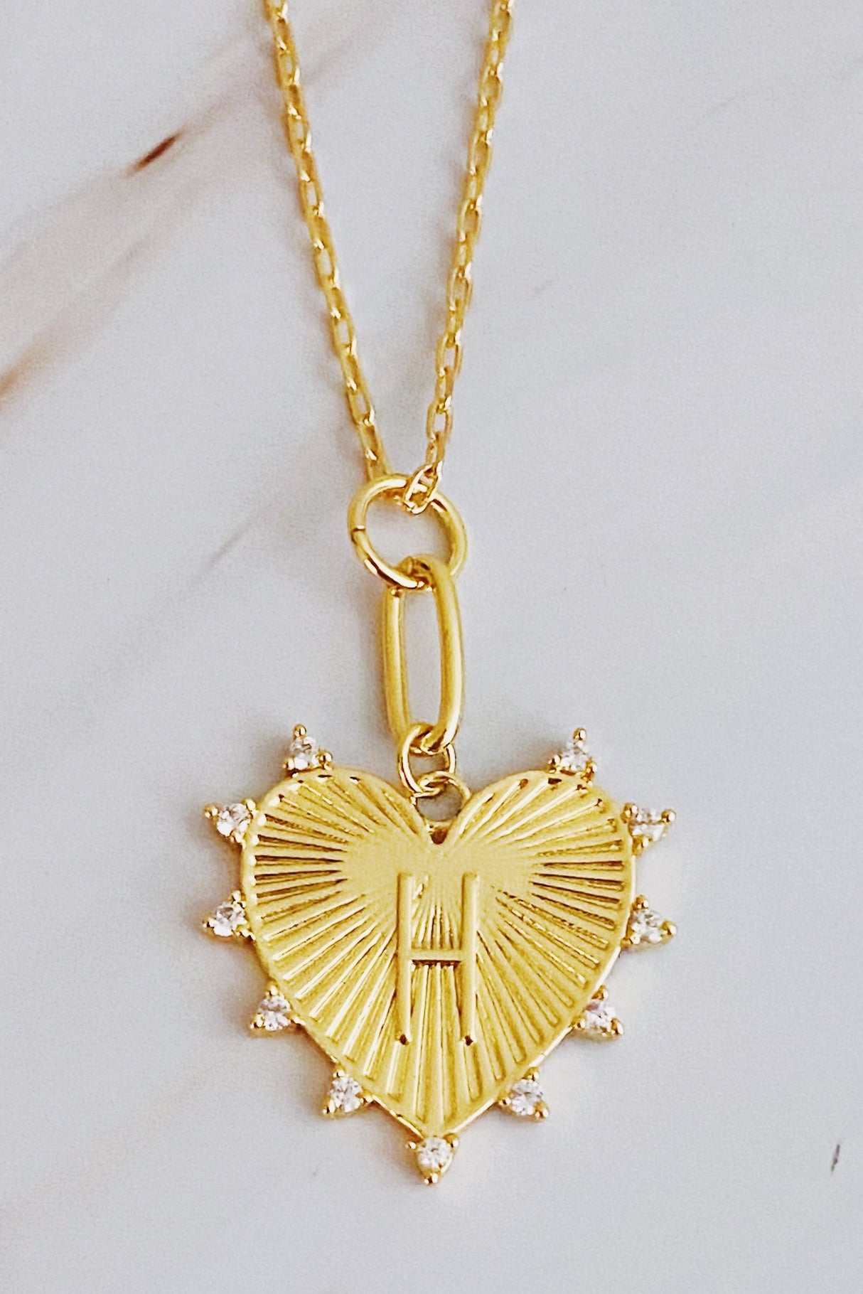 Initial Hanging Heart Necklace (All Letters)