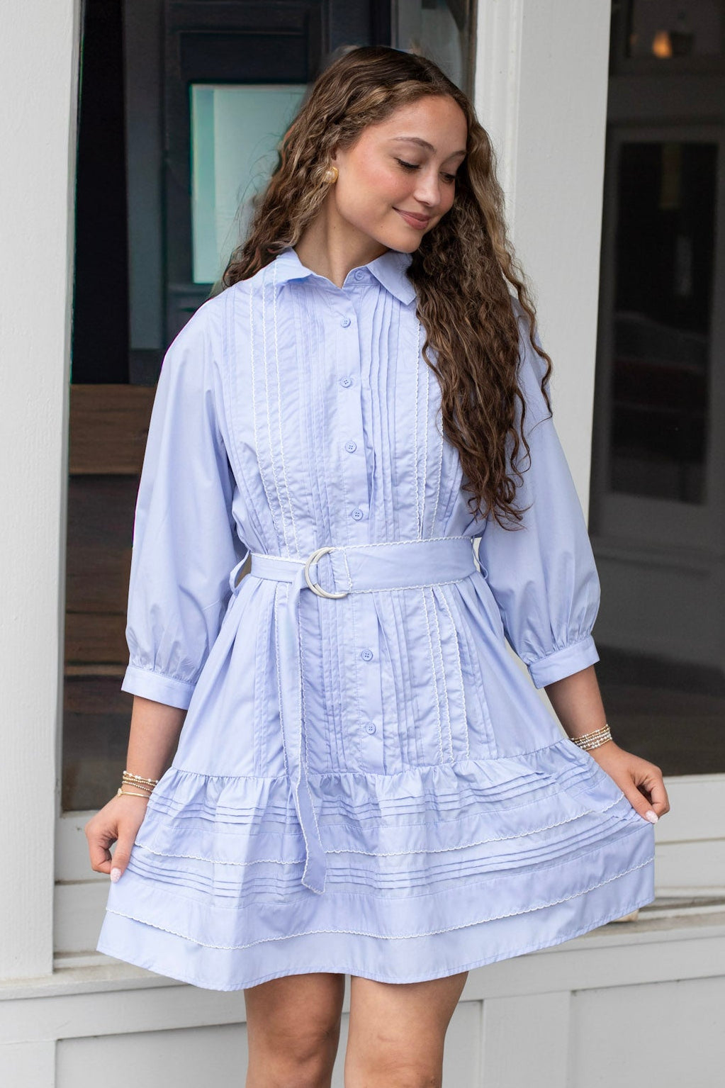 Belted Collared Mini Dress