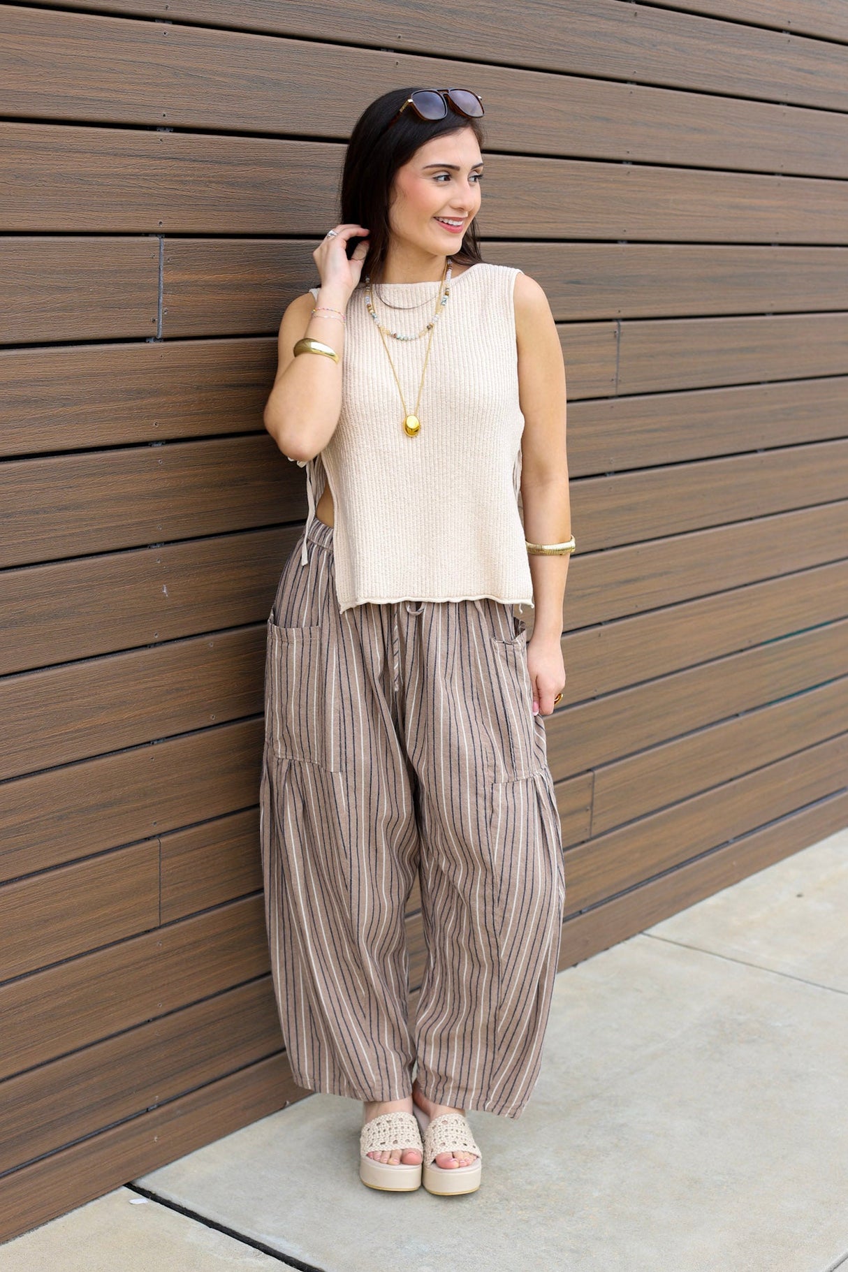 Wide Leg Stripe Pant