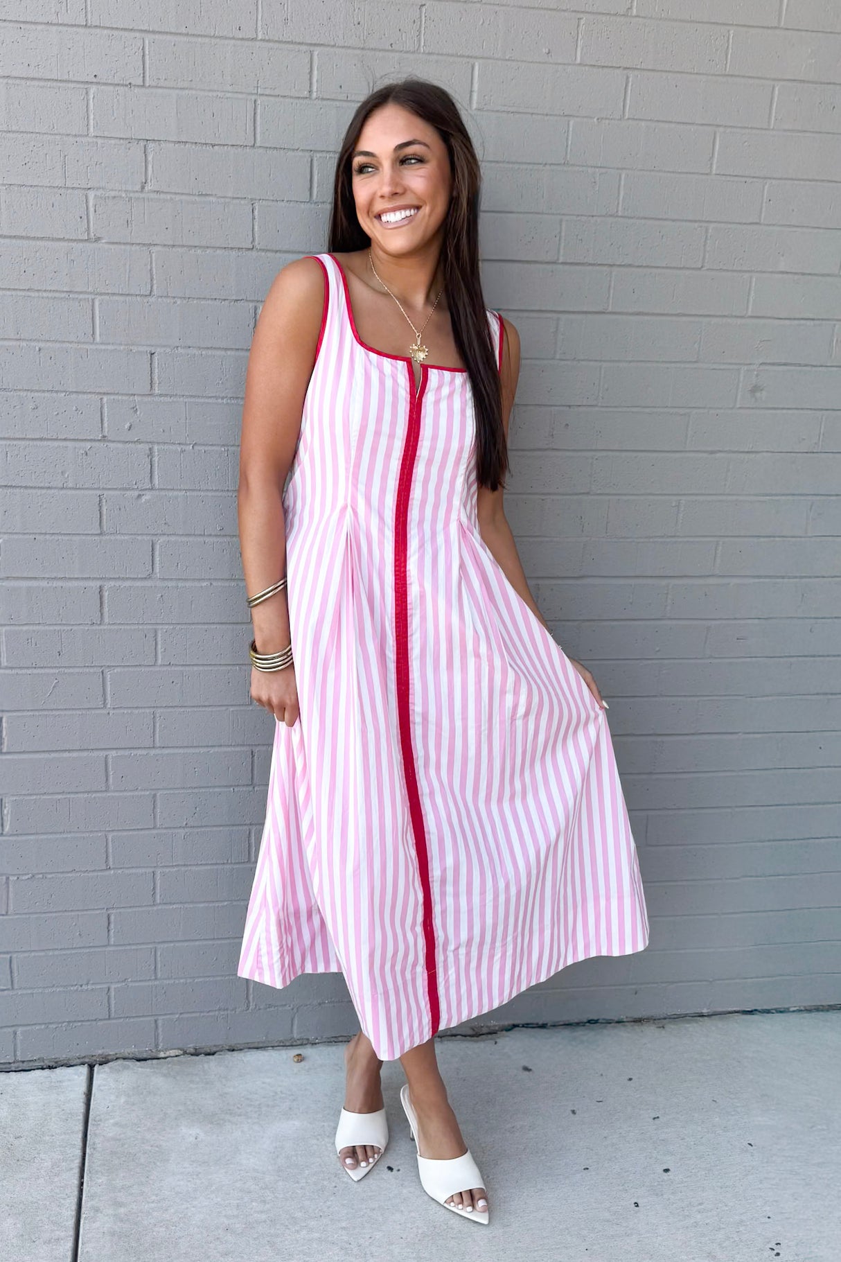 Striped Sleeveless Midi Dress