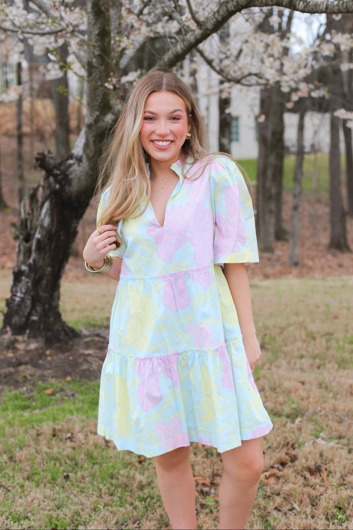 Brisa Split Neck Shift Dress