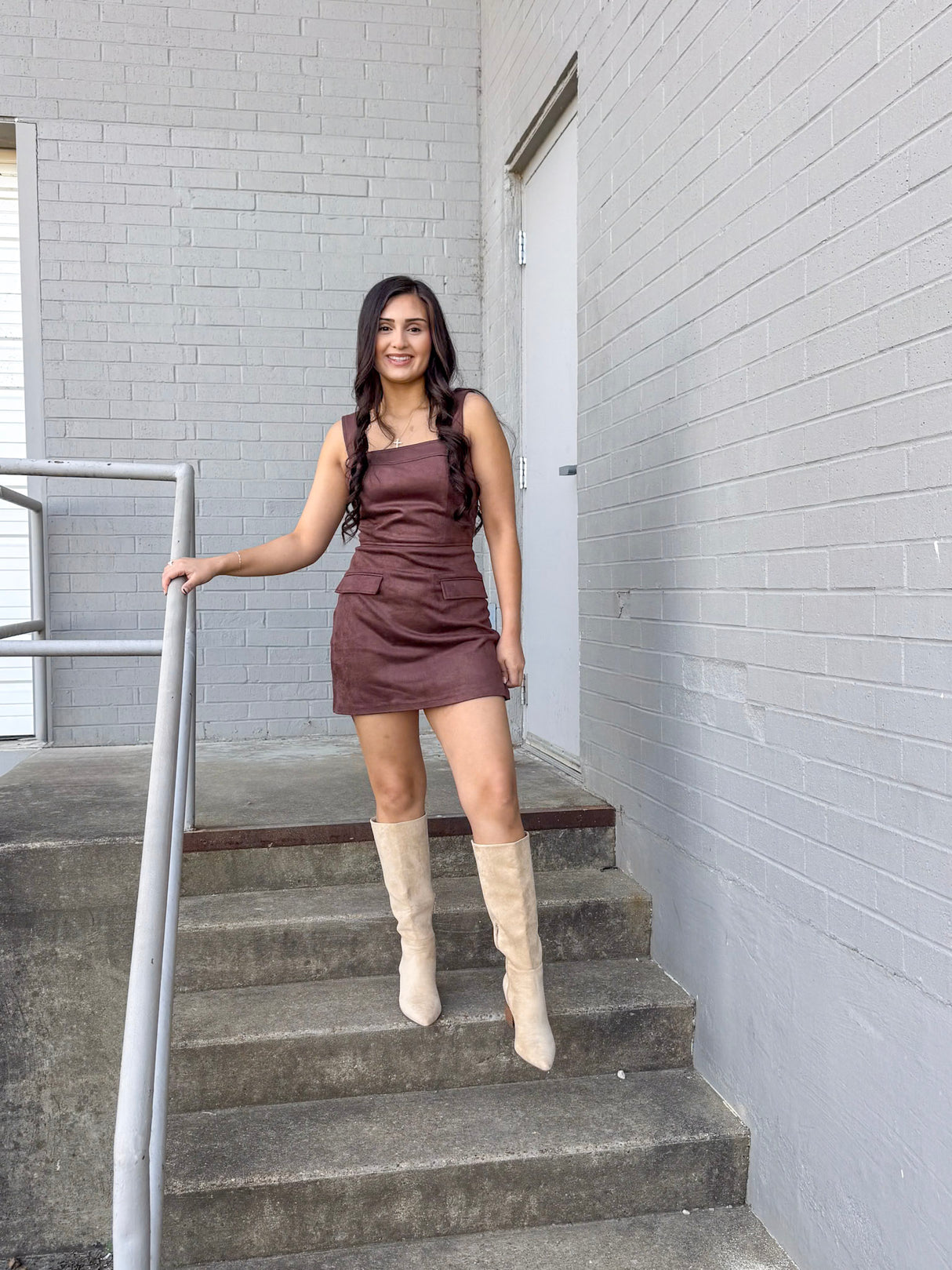 Suede Pocket Mini Dress