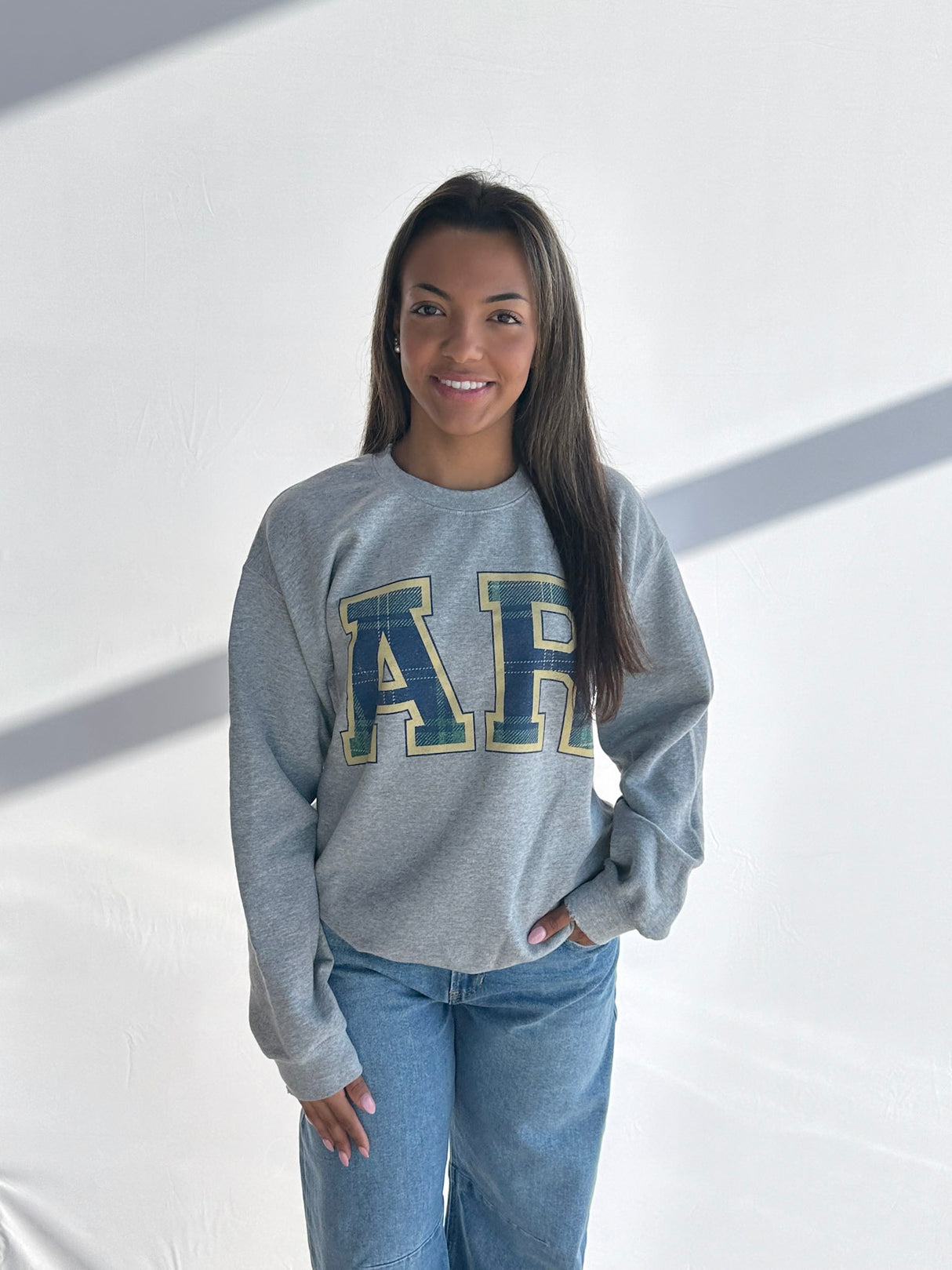 AR PLAID ARCH THRIFTED SWEATSHIRT