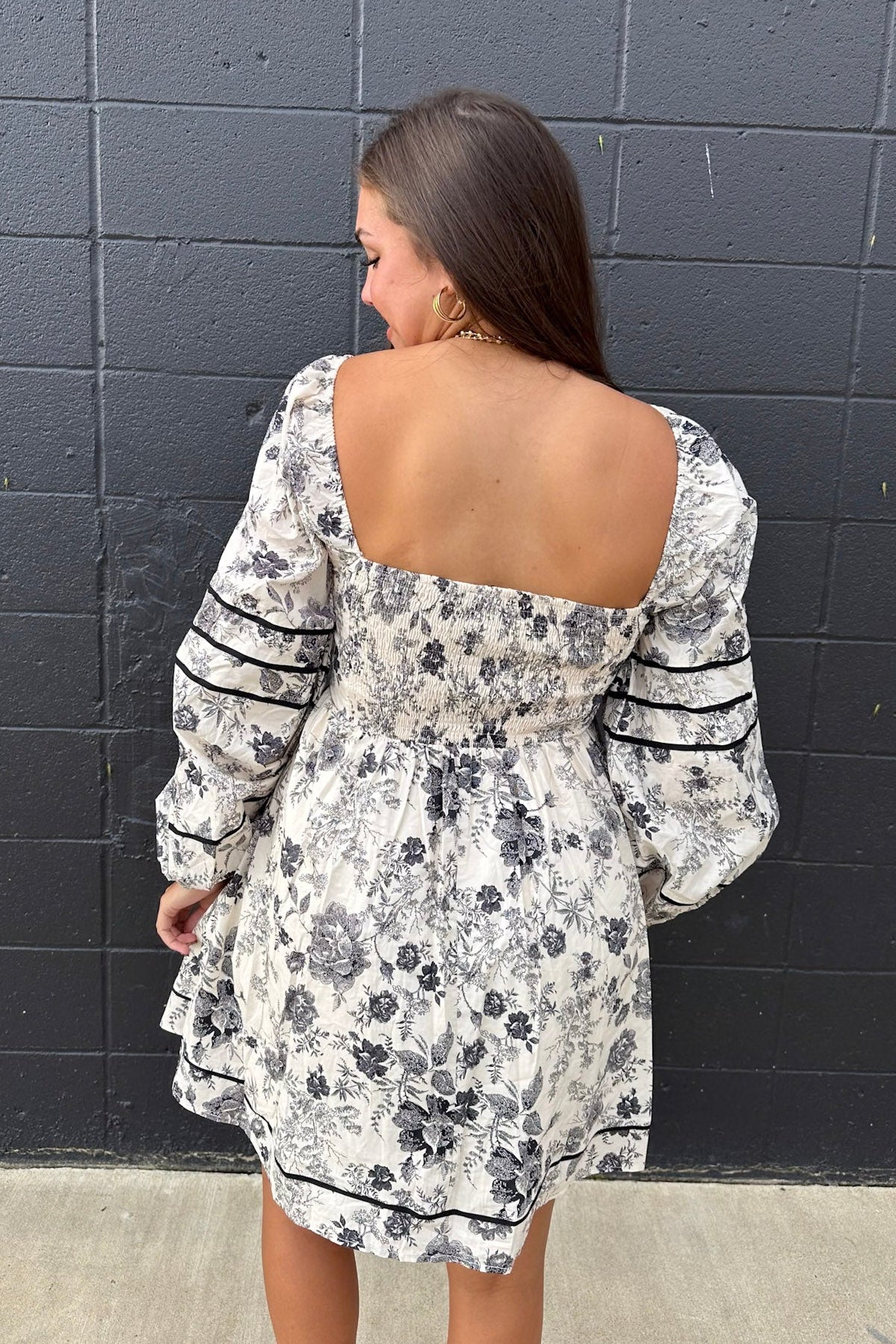 FLORAL BUBBLE SLEEVE DRESS